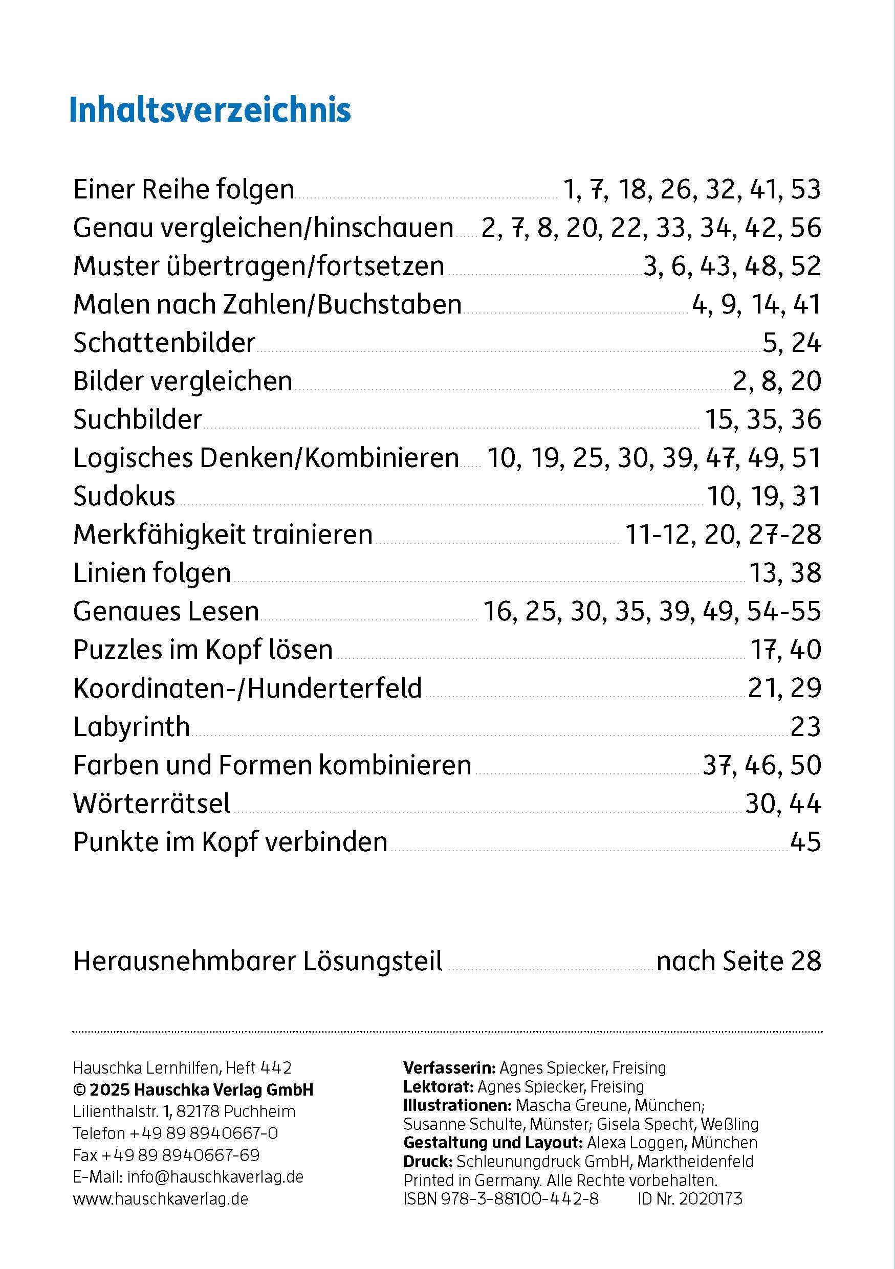 Beispielinhalt (Bild) Mein Übungsheft Konzentration 2. Klasse - Wahrnehmung, logisches Denken