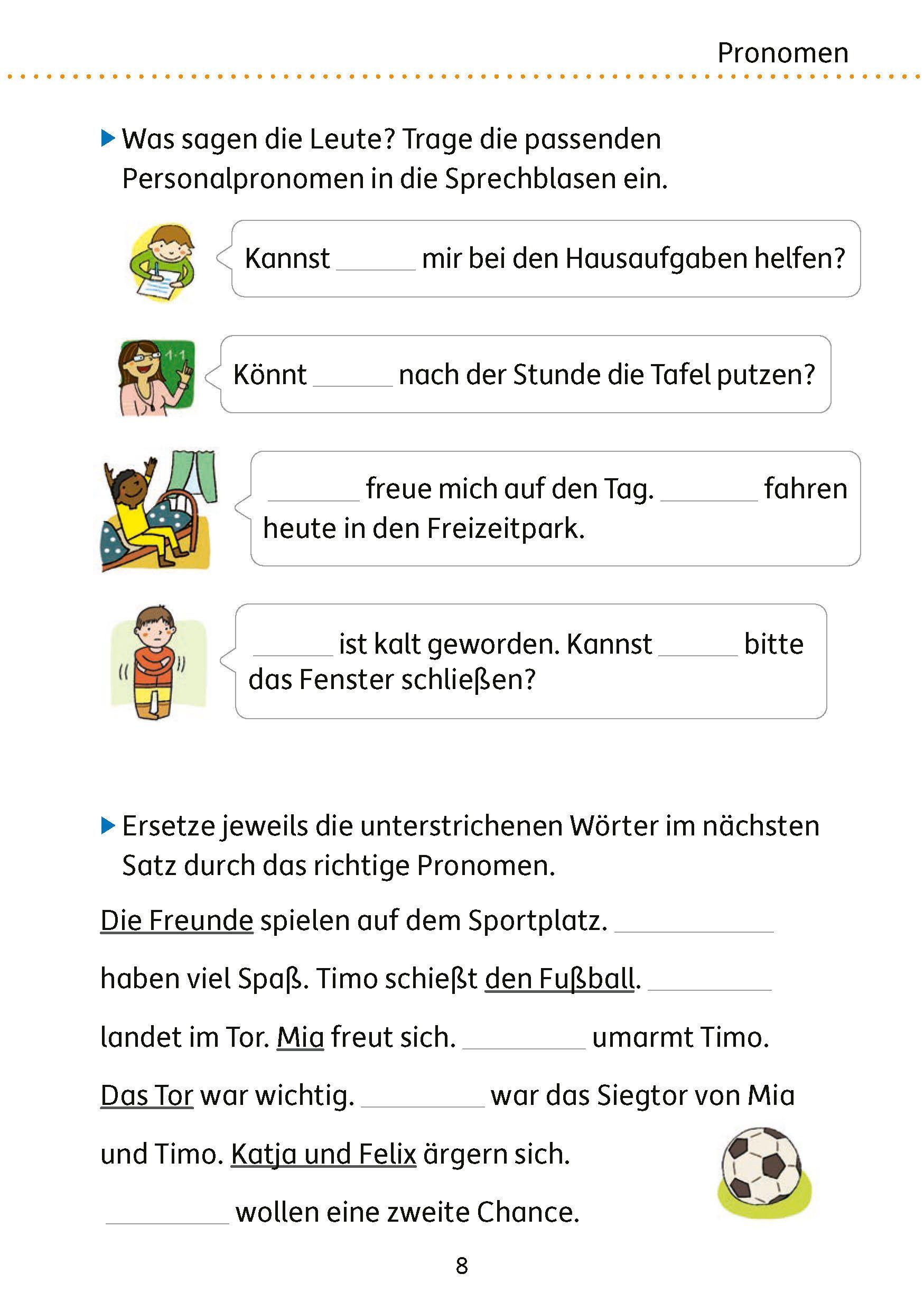 Beispielinhalt (Bild) Mein Übungsheft Grammatik 4. Klasse