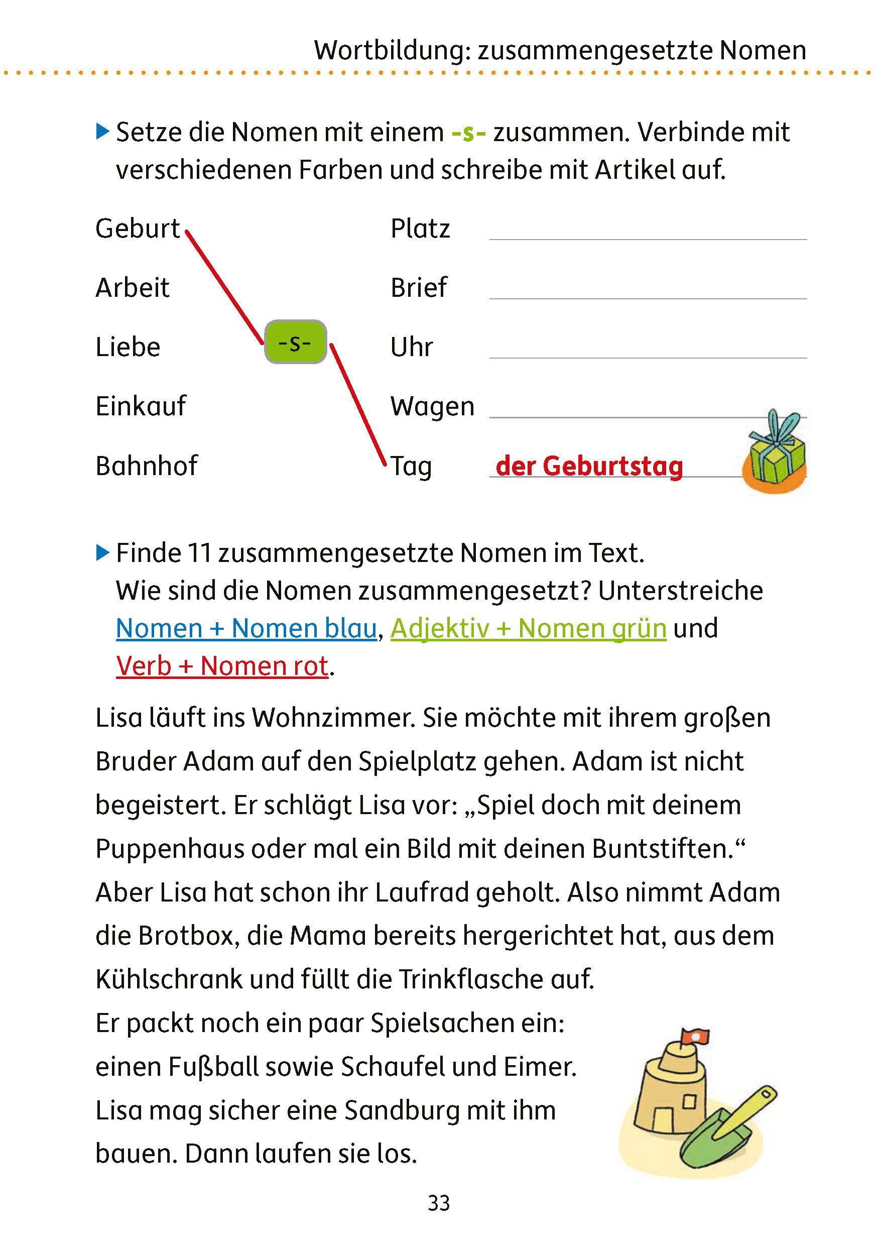 Beispielinhalt (Bild) Mein Übungsheft Grammatik 4. Klasse