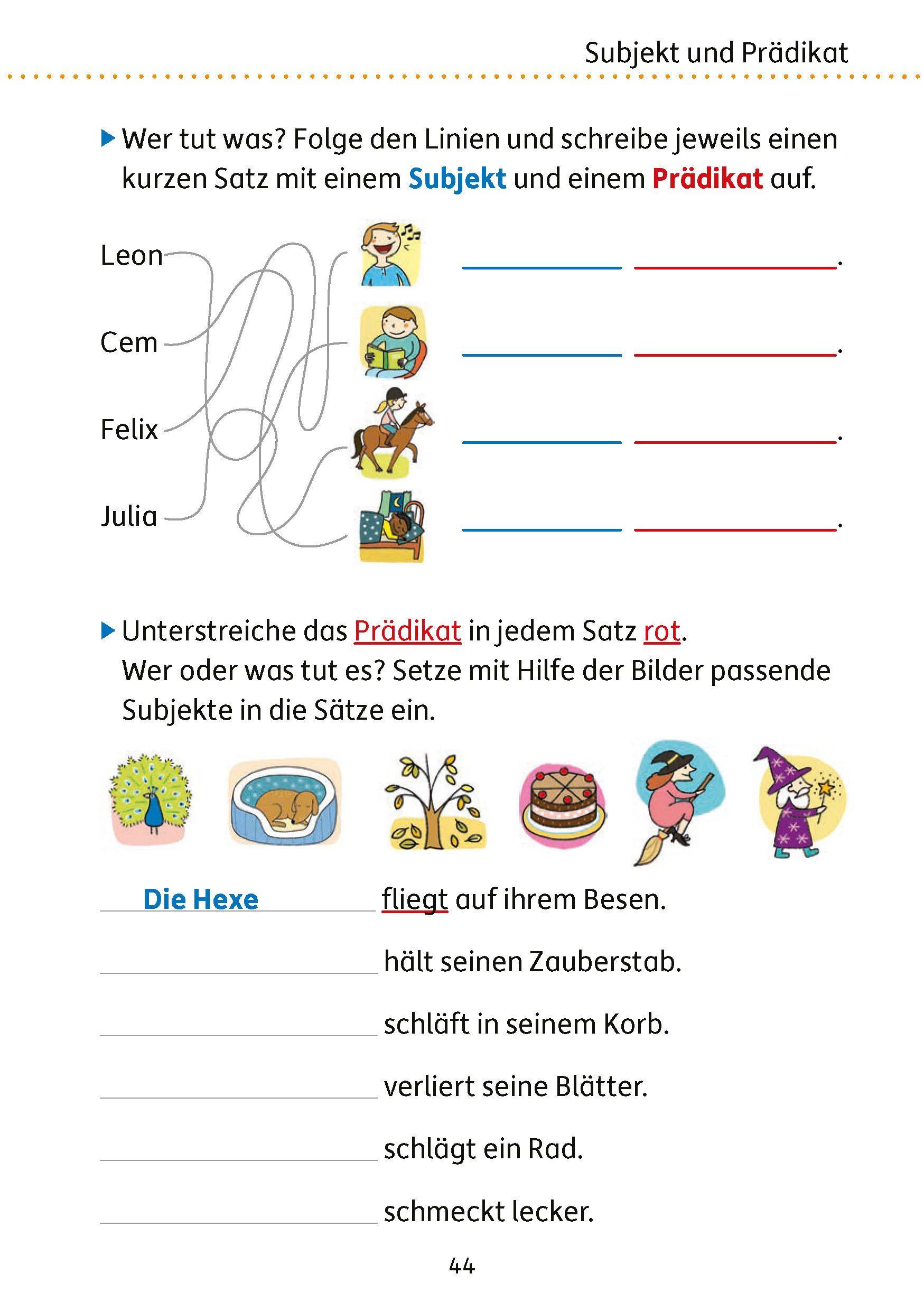 Beispielinhalt (Bild) Mein Übungsheft Grammatik 4. Klasse