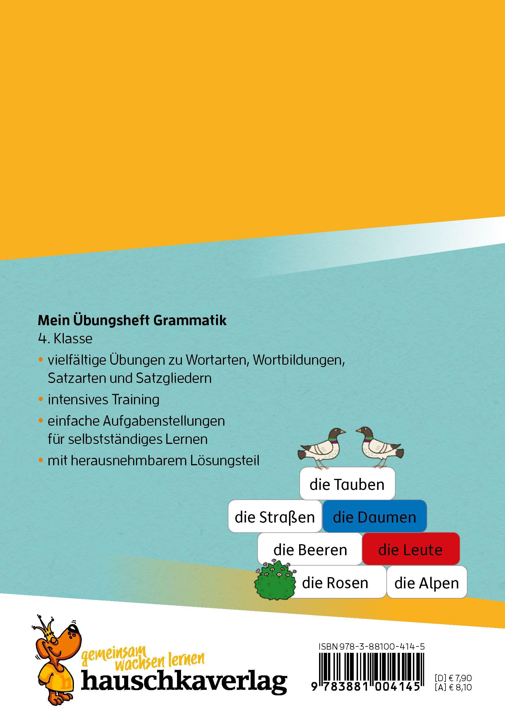 Beispielinhalt (Bild) Mein Übungsheft Grammatik 4. Klasse