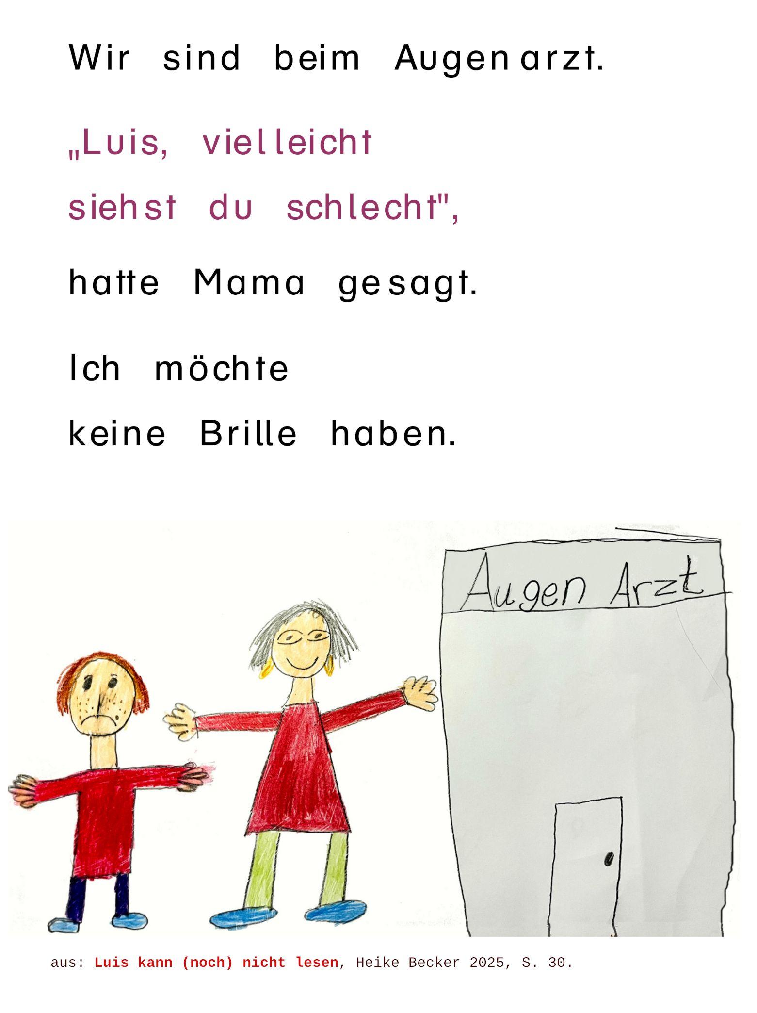 Beispielinhalt (Bild) Luis kann (noch) nicht lesen