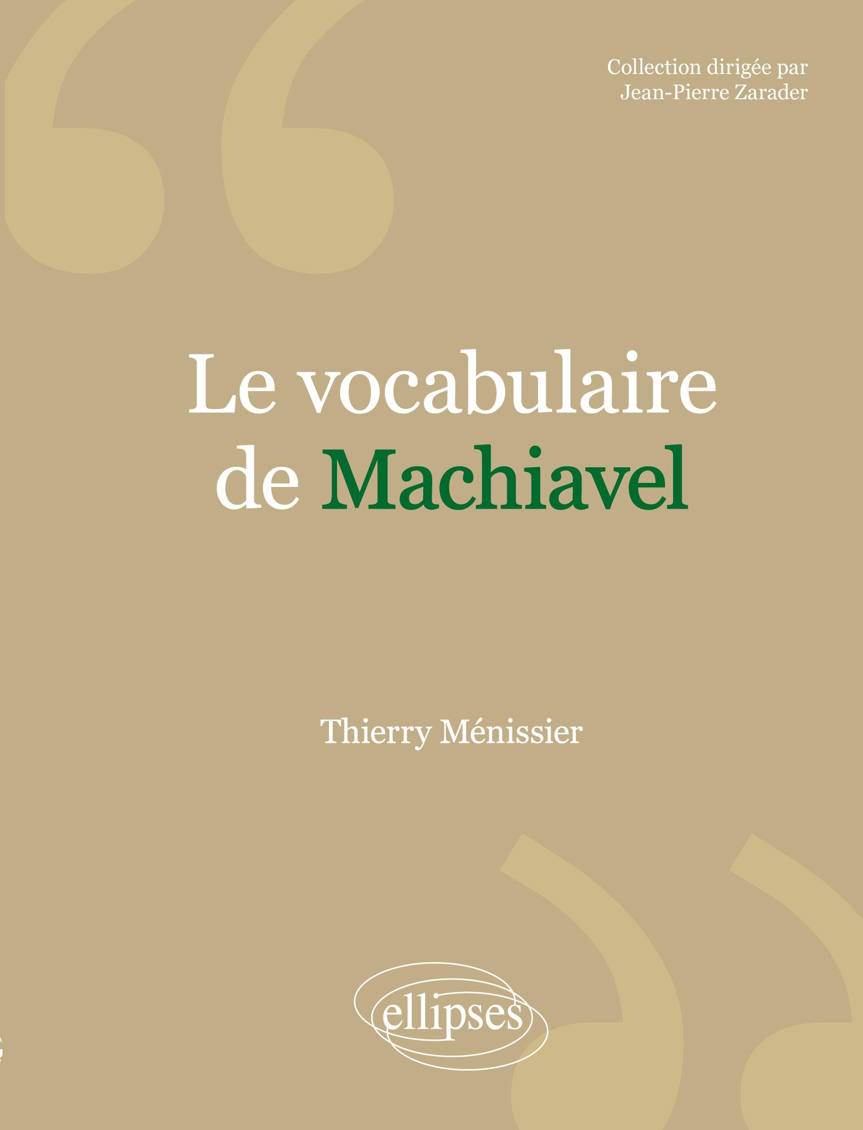 Vorderes Coverbild vocabulaire de Machiavel (Le)