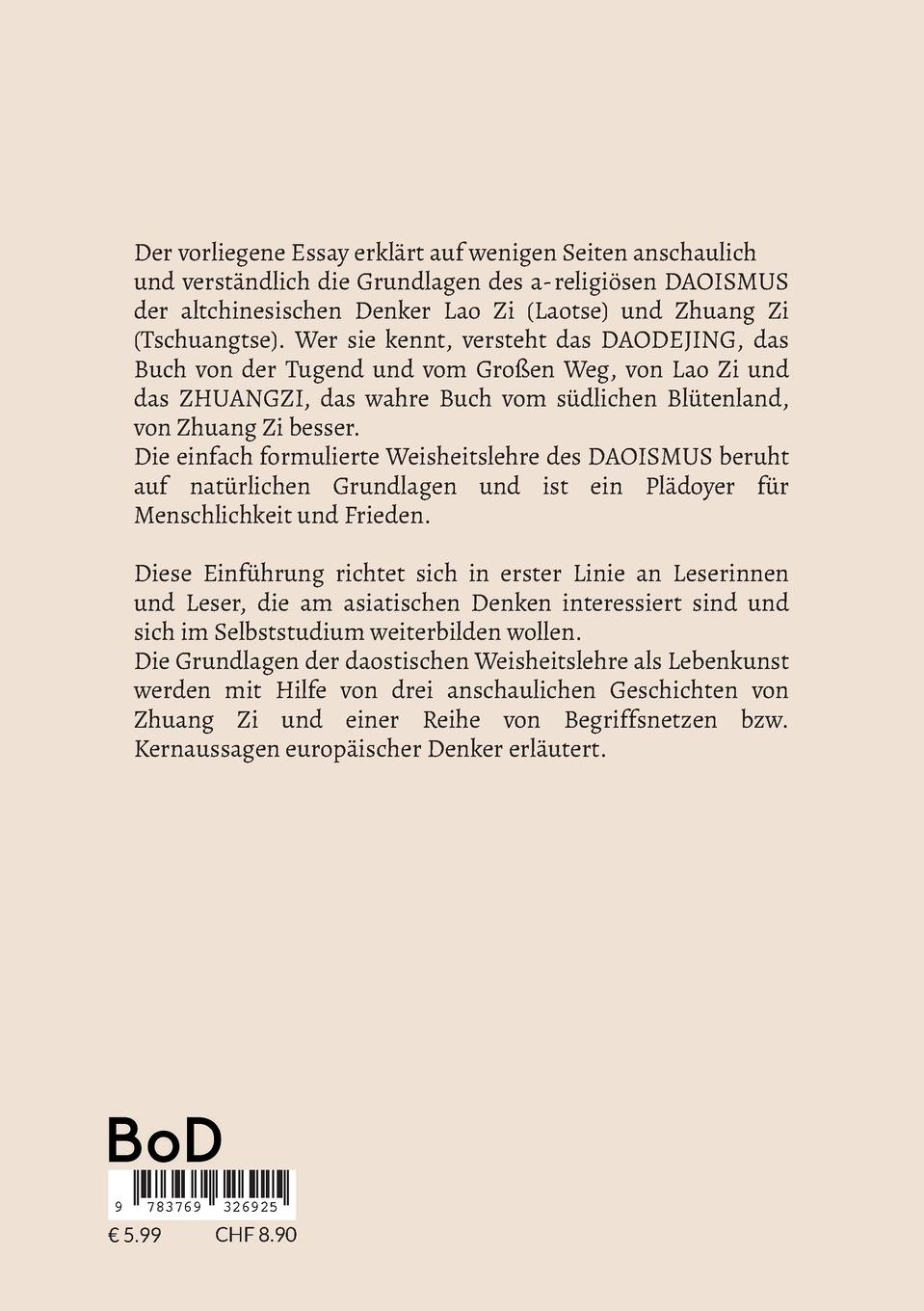 Rückseitencover Der a-religiöse Daoismus