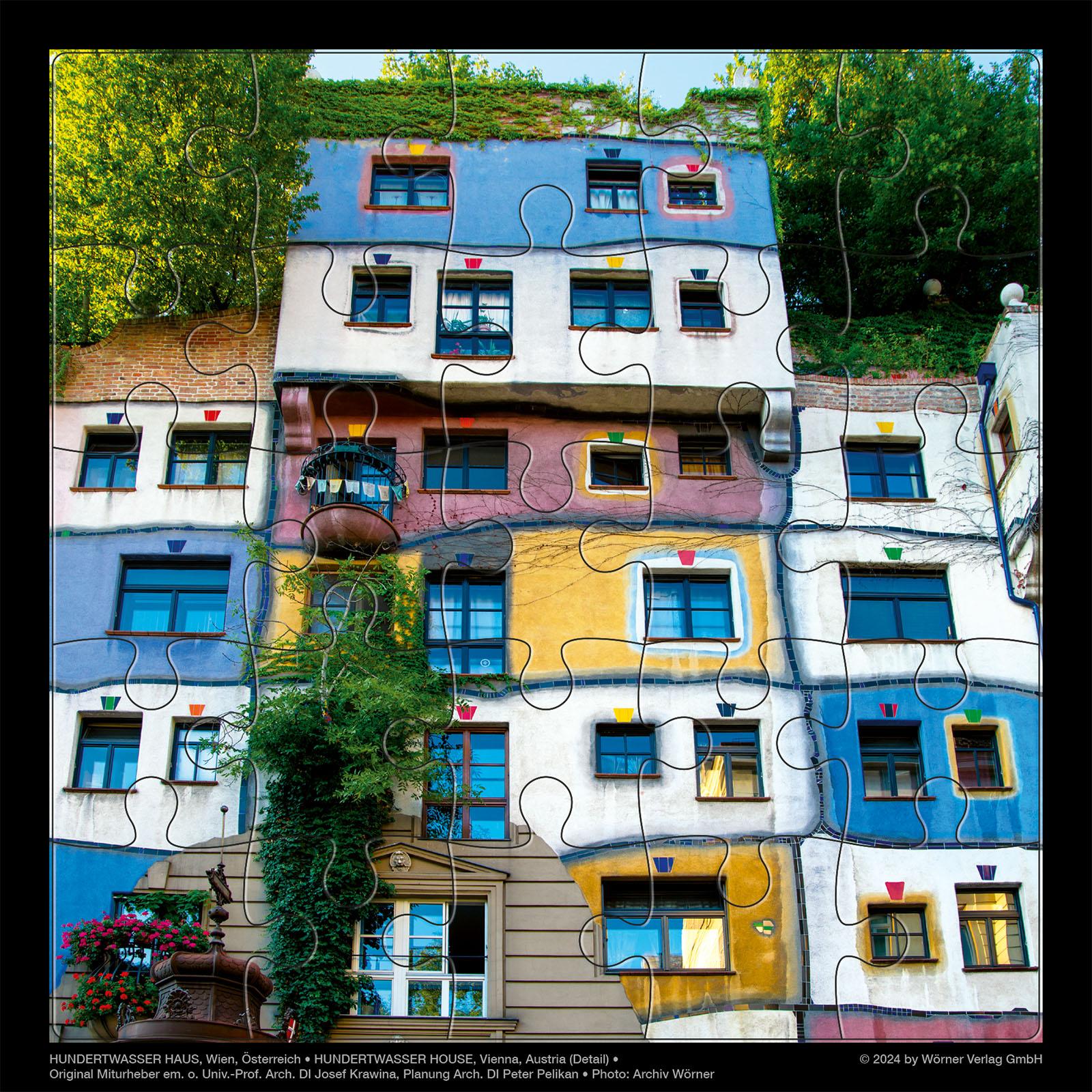 Vorderes Coverbild Hundertwasser Puzzle mit Grußkarte