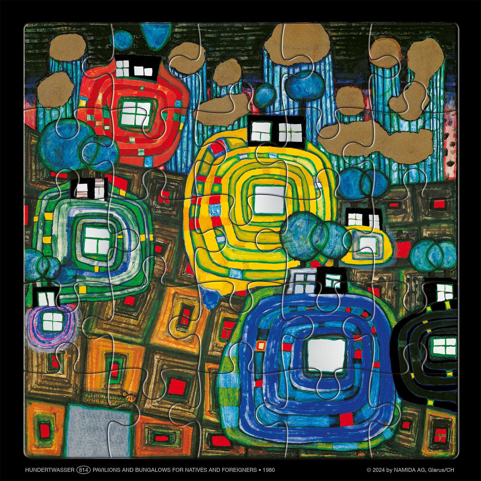 Vorderes Coverbild Hundertwasser Puzzle mit Grußkarte