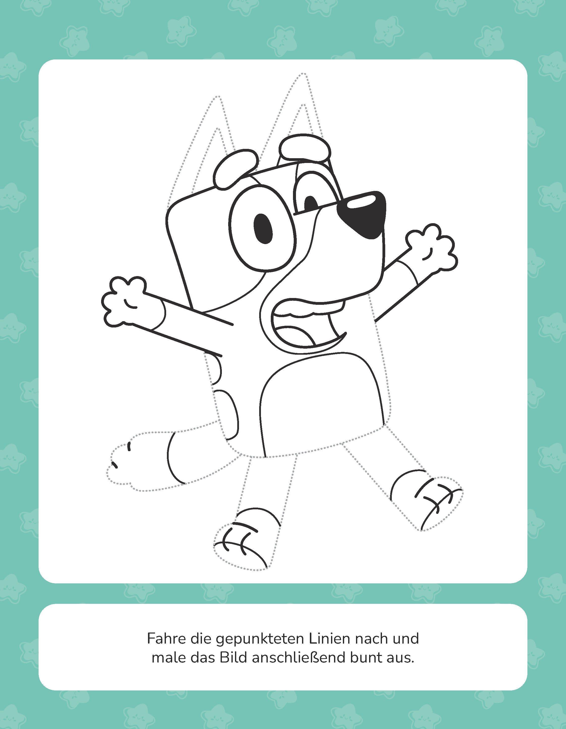 Beispielinhalt (Bild) Bluey Rätsel-Mal-Spaß