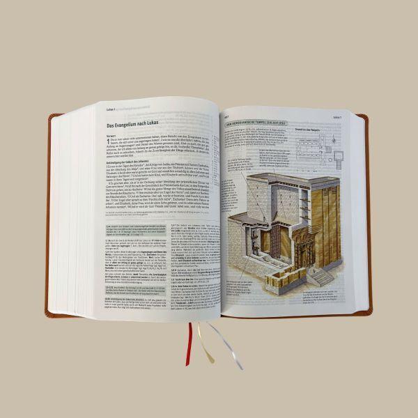 Beispielinhalt (Bild) Elberfelder Bibel. Die große Studien- und Kommentarausgabe, Kunstleder Beige