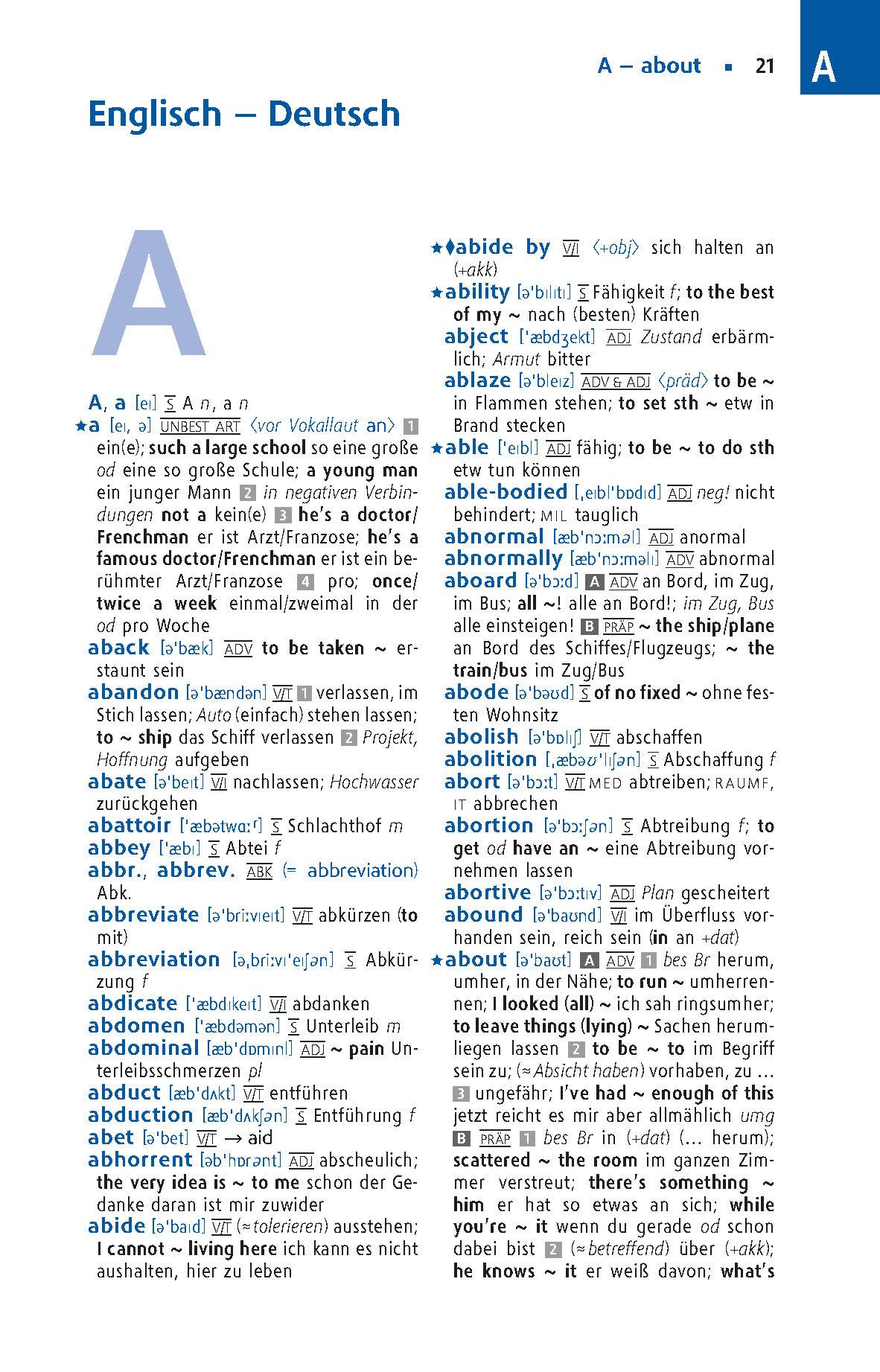 Beispielinhalt (Bild) Langenscheidt Praktisches Wörterbuch Englisch