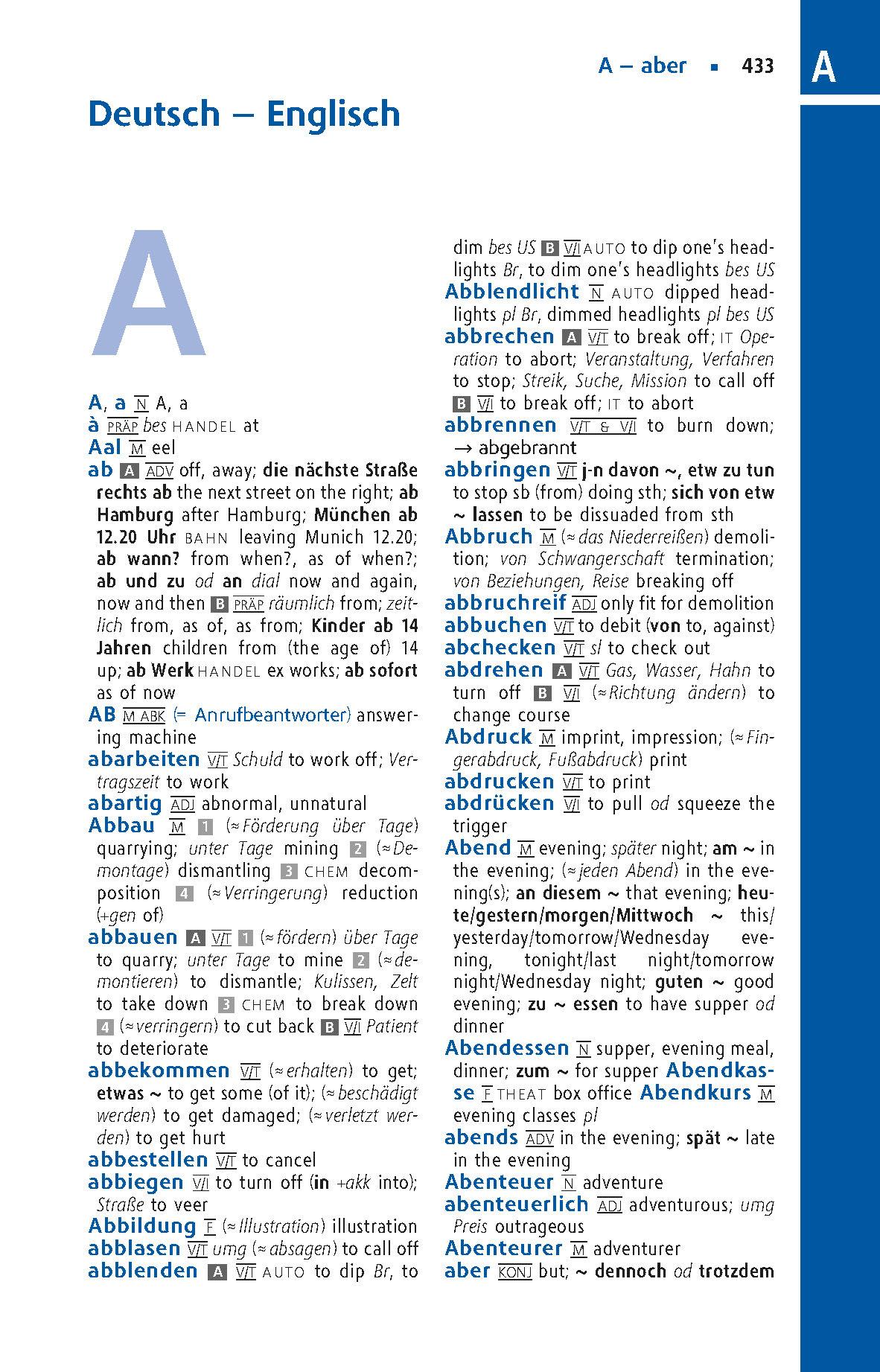 Beispielinhalt (Bild) Langenscheidt Praktisches Wörterbuch Englisch