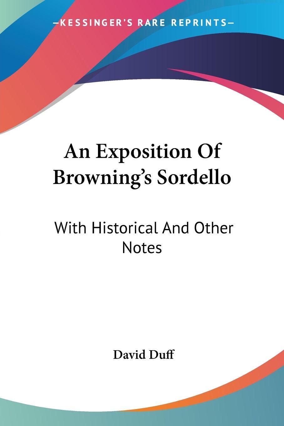 Vorderes Coverbild An Exposition Of Browning's Sordello