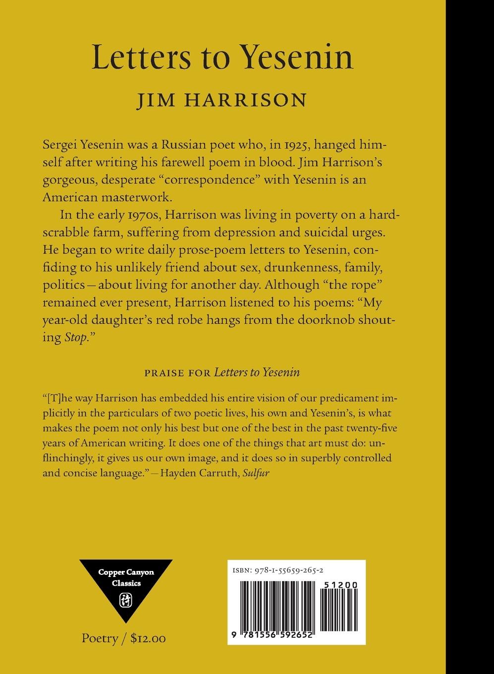 Rückseitencover Letters to Yesenin