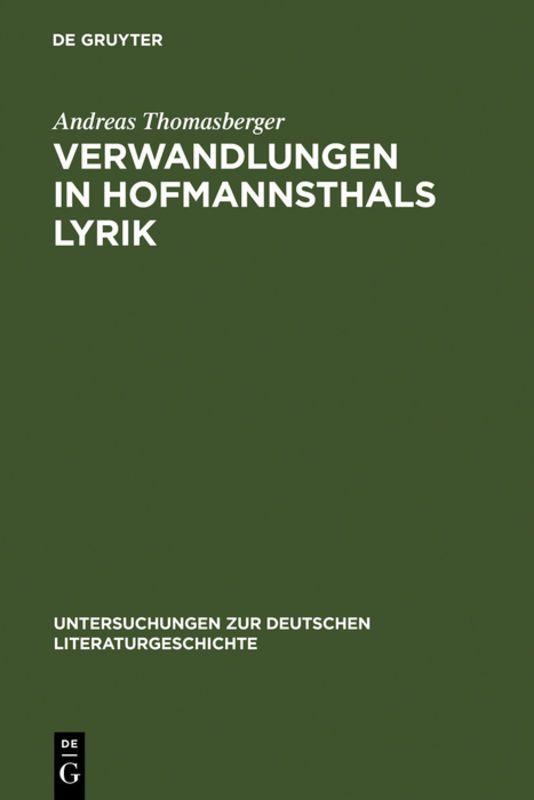Vorderes Coverbild Verwandlungen in Hofmannsthals Lyrik