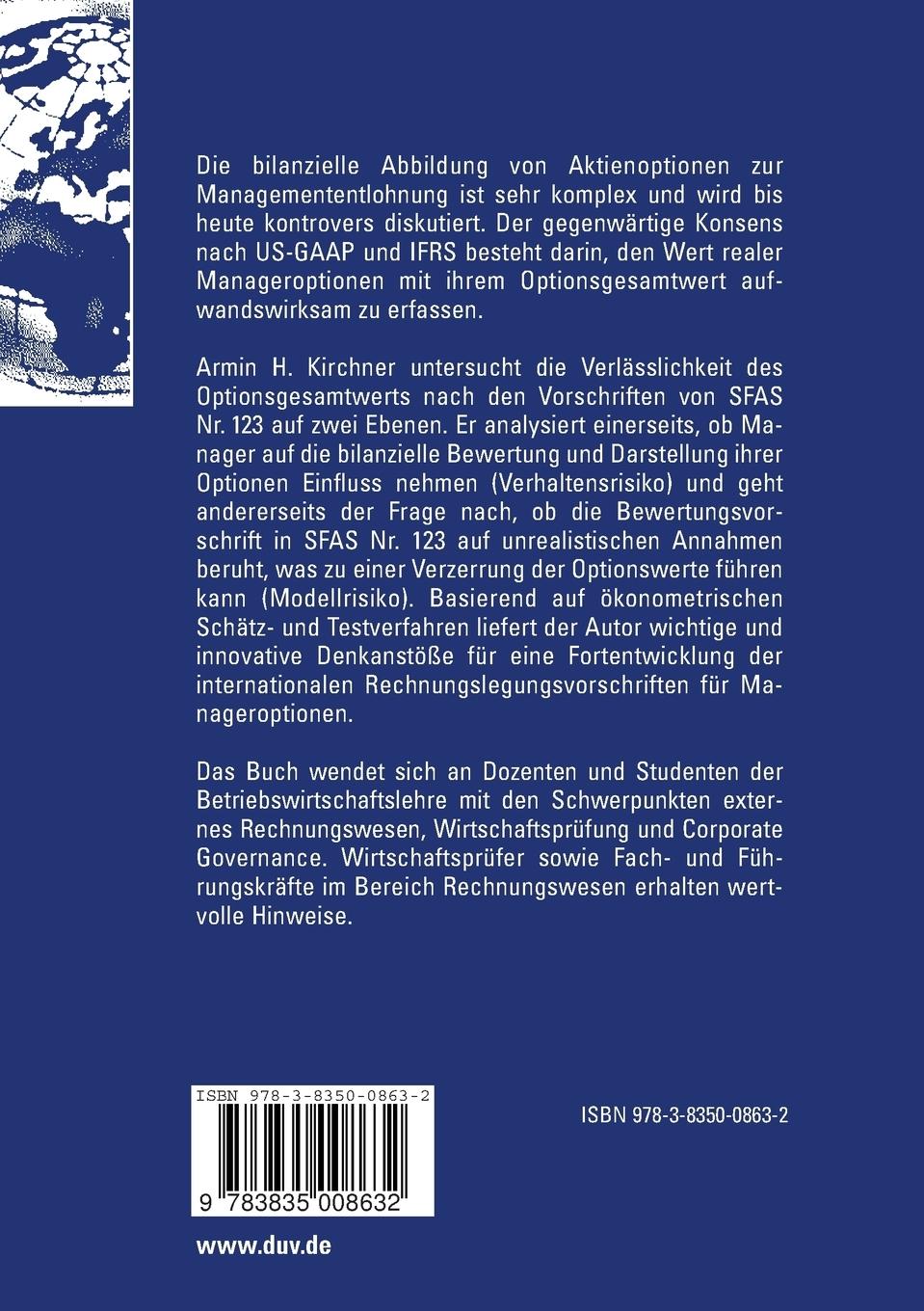 Rückseitencover Verhaltens- und Modellrisiken bei der Bewertung von Executive Stock Options