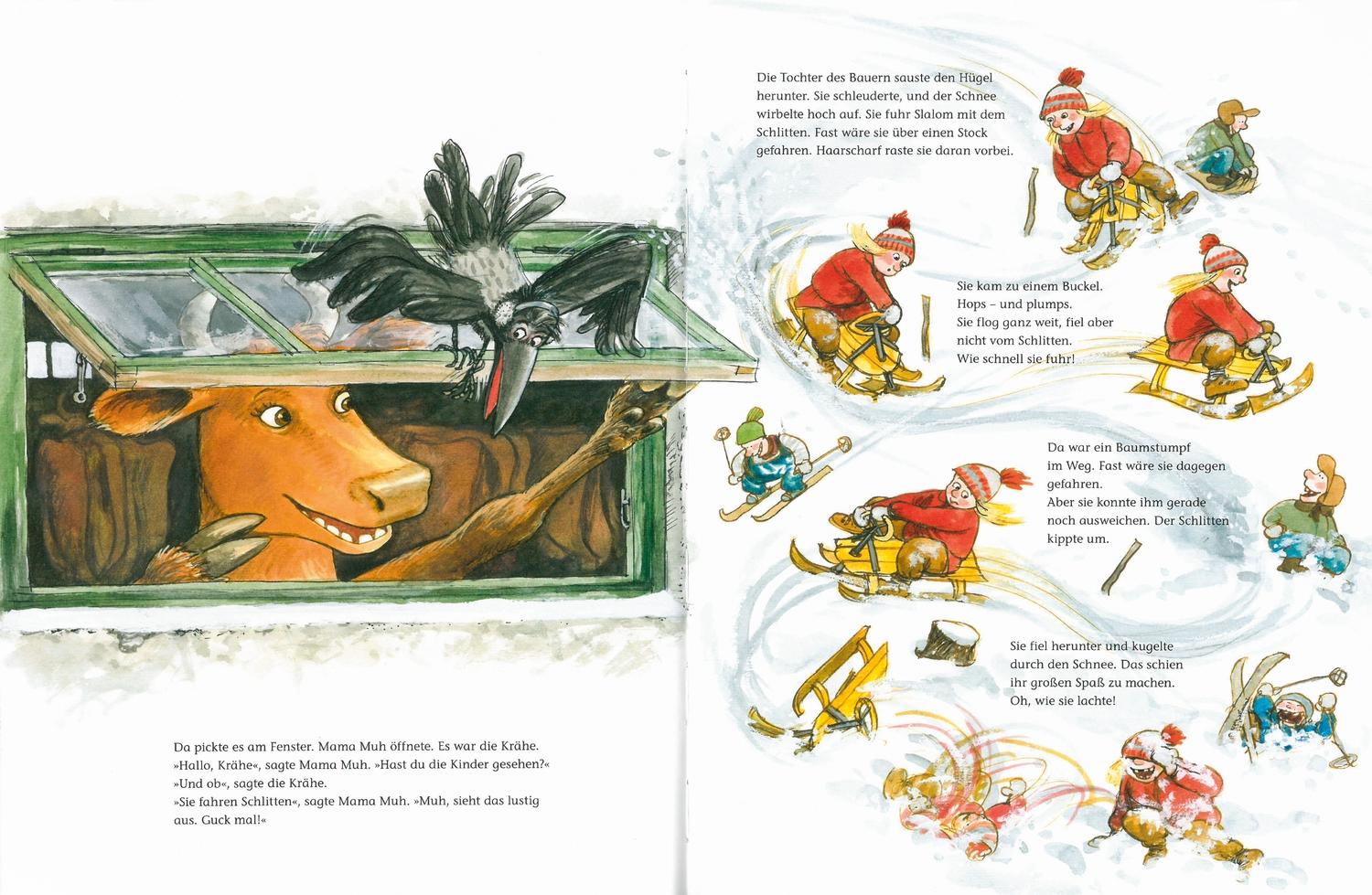 Beispielinhalt (Bild) Mama Muh fährt Schlitten