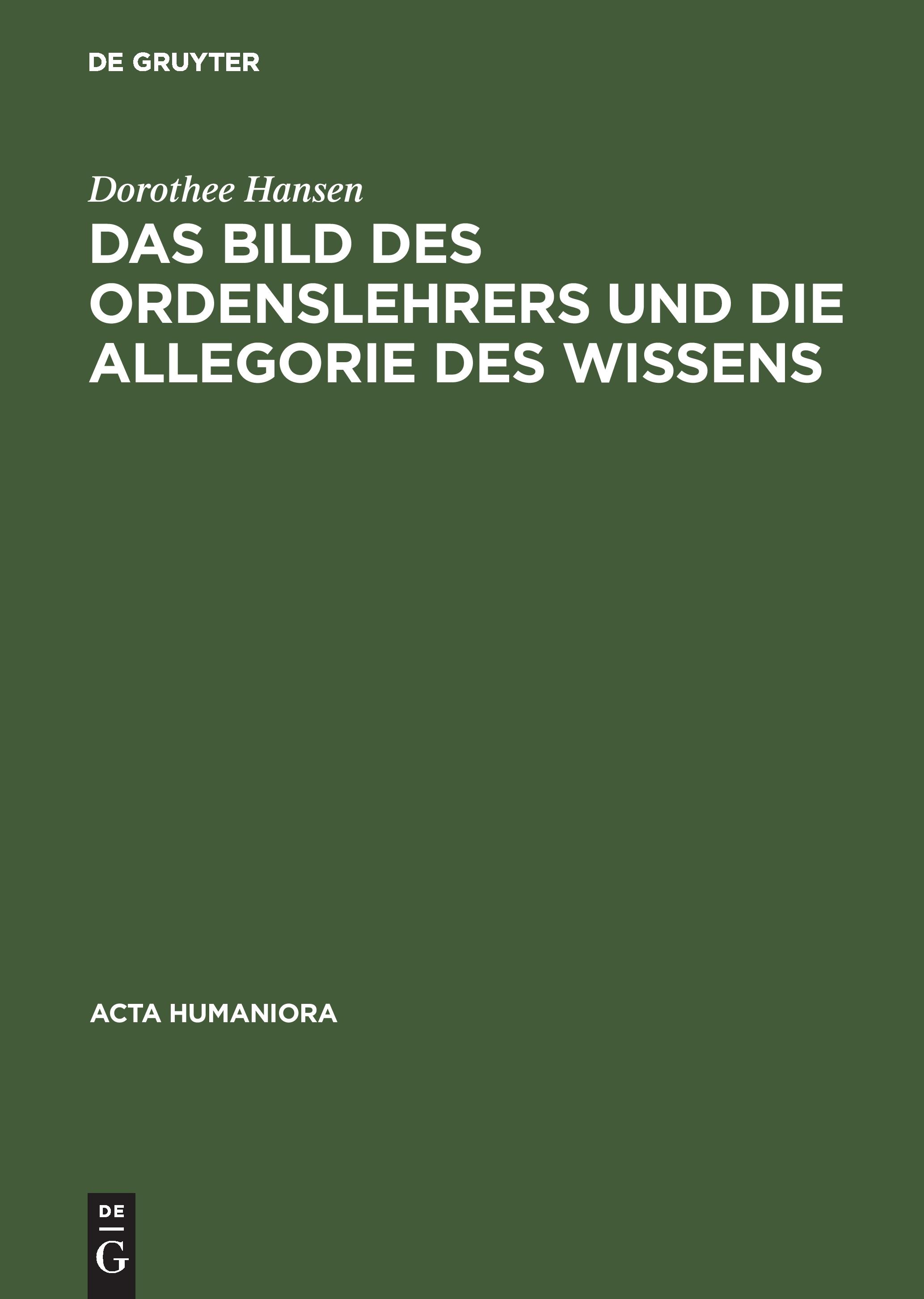 Vorderes Coverbild Das Bild des Ordenslehrers und die Allegorie des Wissens