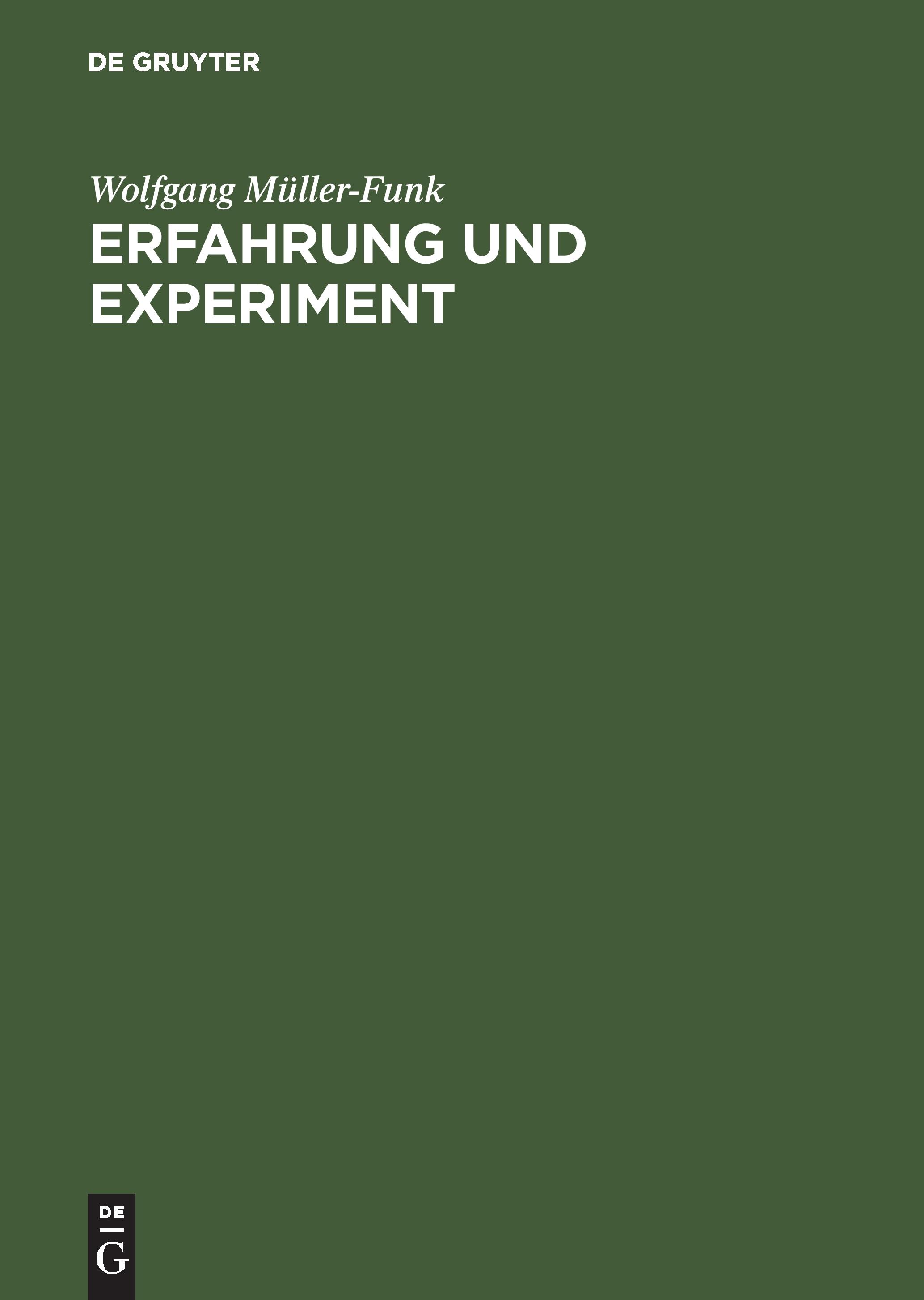 Vorderes Coverbild Erfahrung und Experiment
