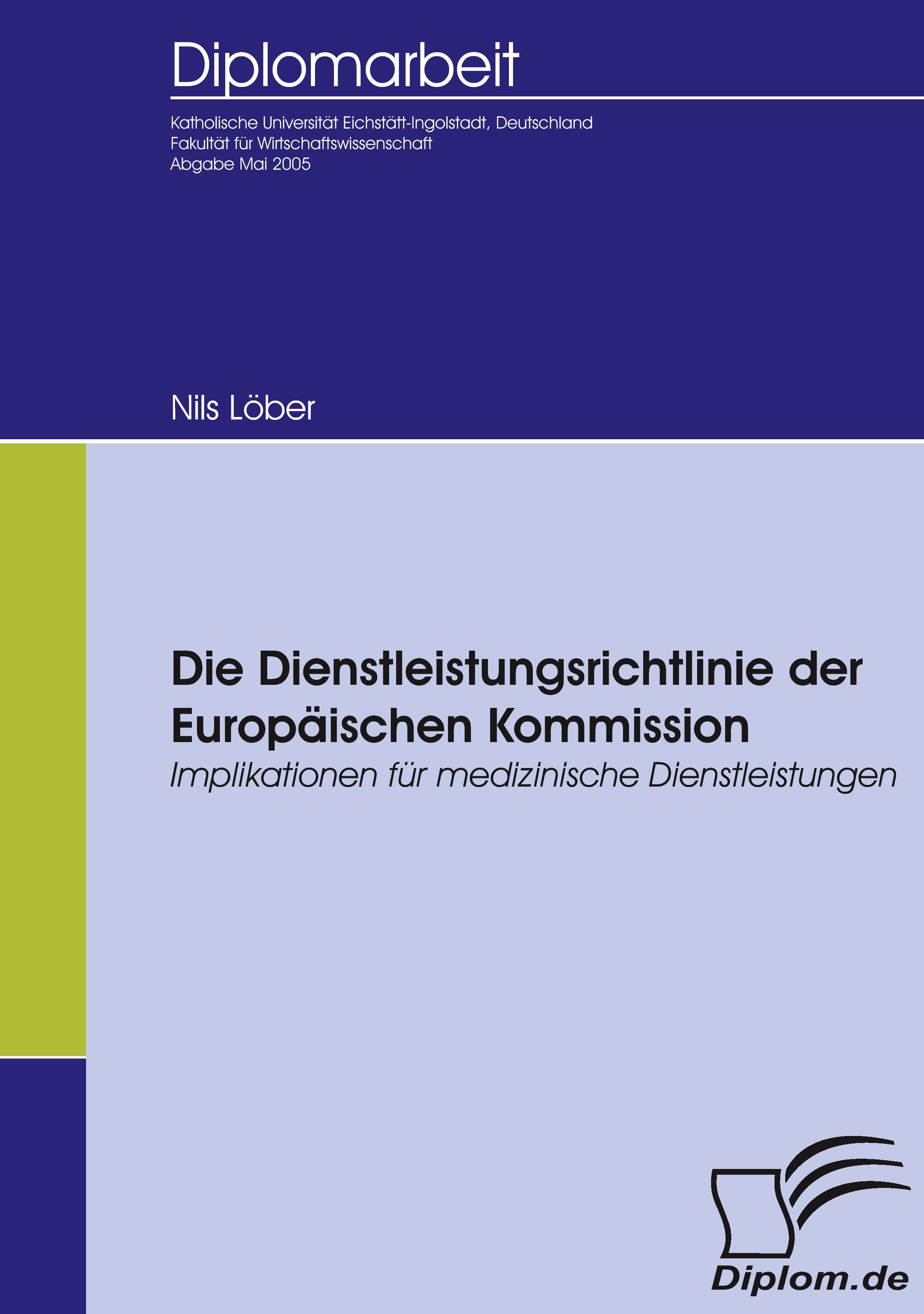Vorderes Coverbild Die Dienstleistungsrichtlinie der Europäischen Kommission