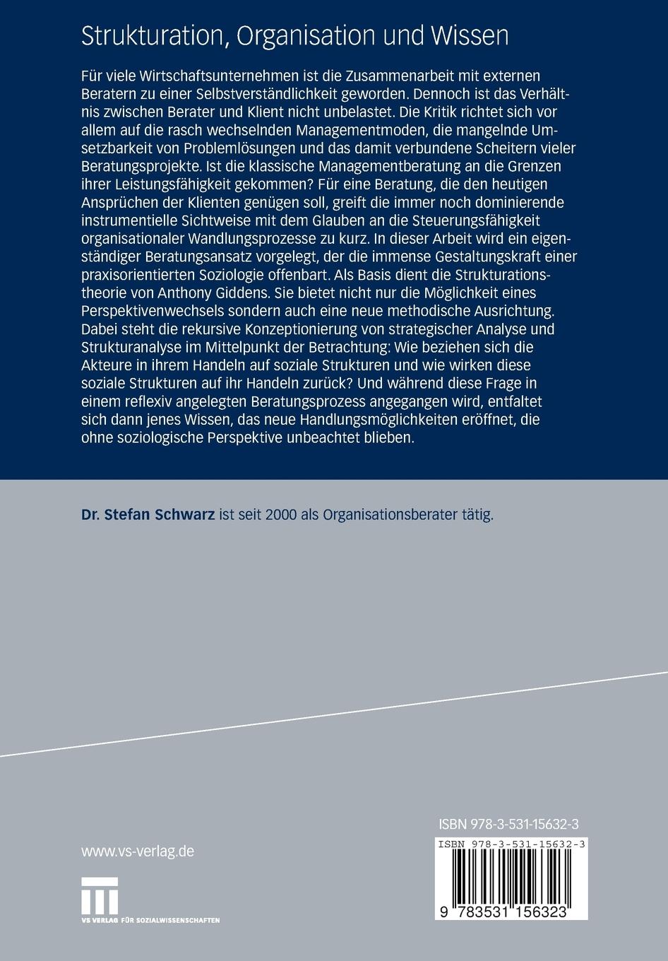 Rückseitencover Strukturation, Organisation und Wissen