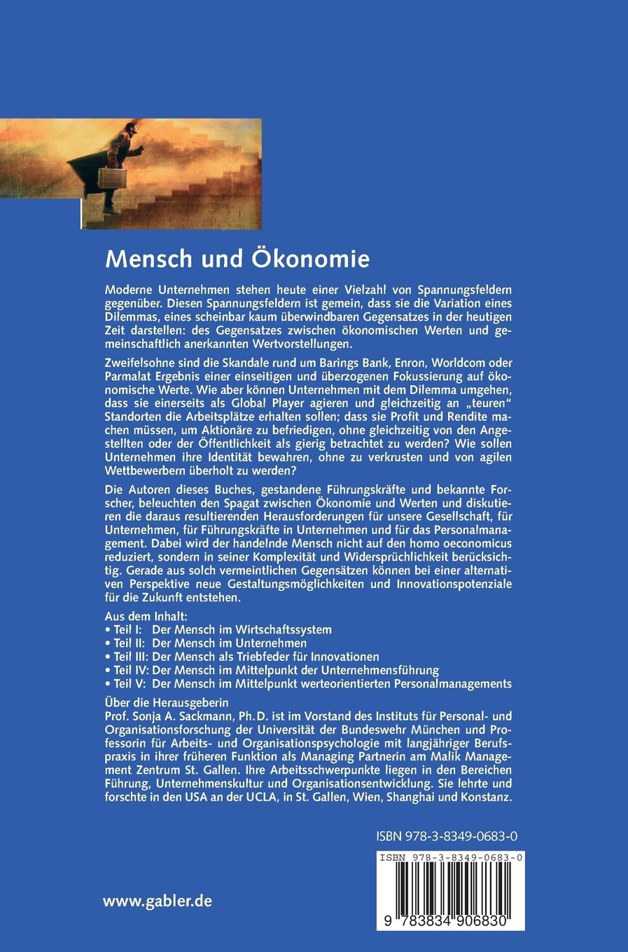 Rückseitencover Mensch und Ökonomie