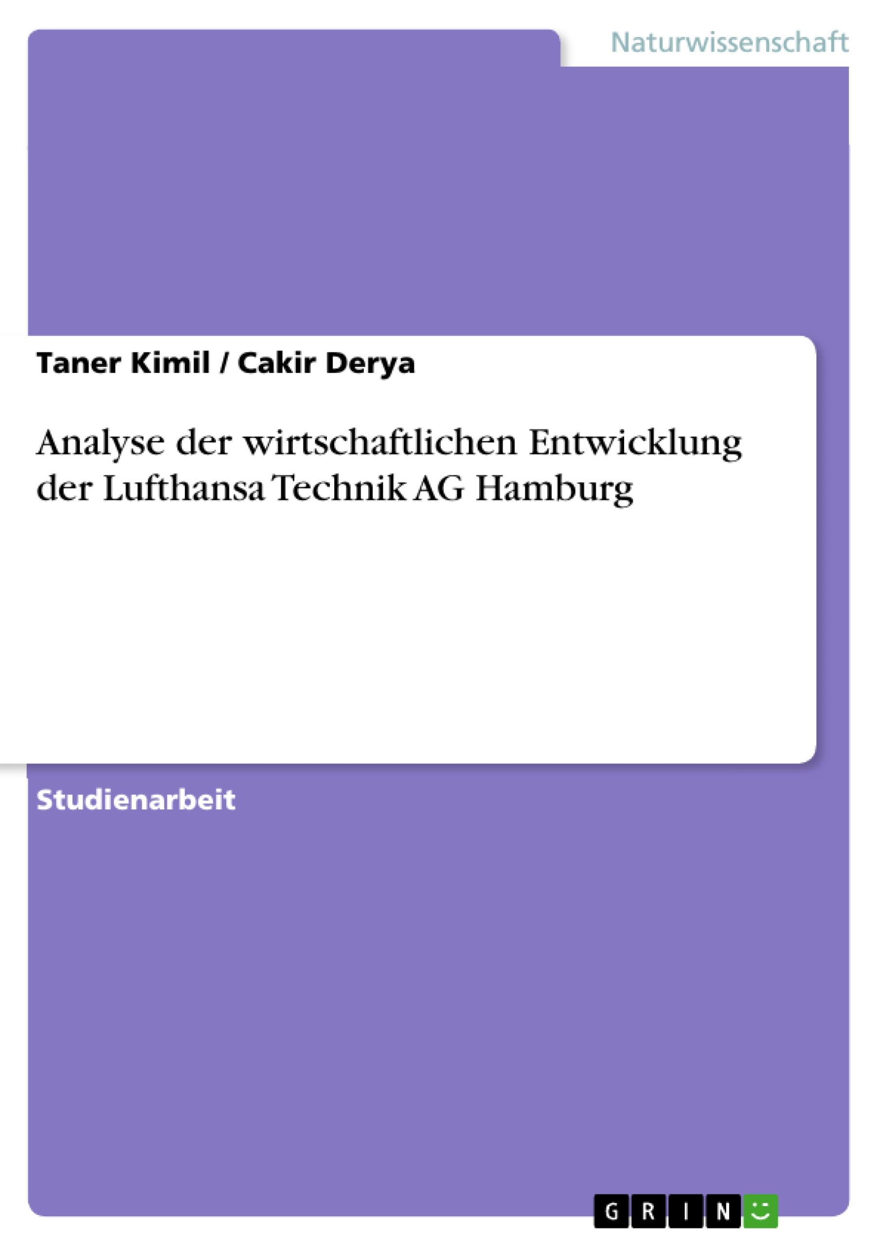 Vorderes Coverbild Analyse der wirtschaftlichen Entwicklung der Lufthansa Technik AG Hamburg