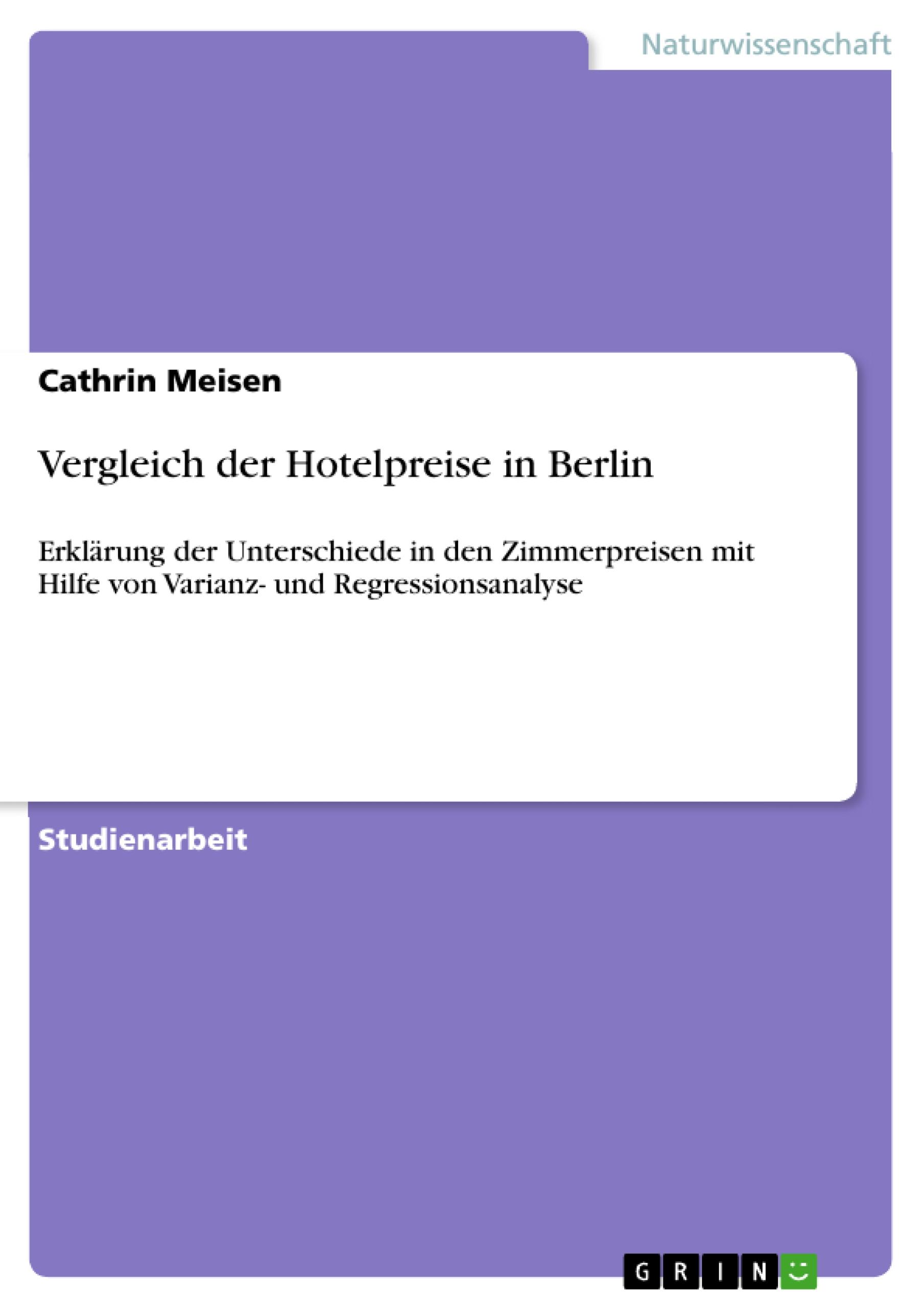 Vorderes Coverbild Vergleich der Hotelpreise in Berlin
