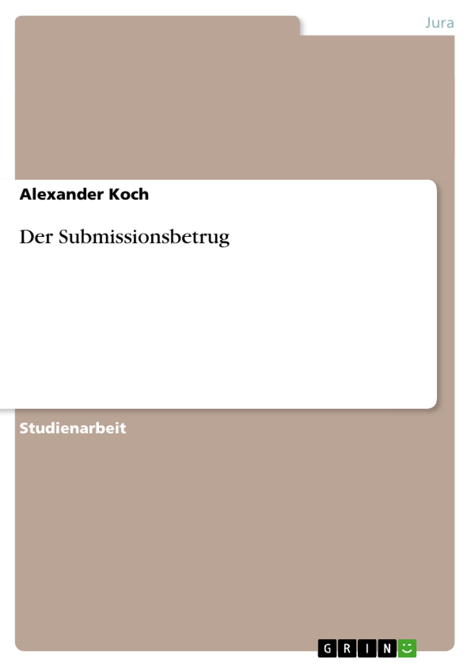 Vorderes Coverbild Der Submissionsbetrug