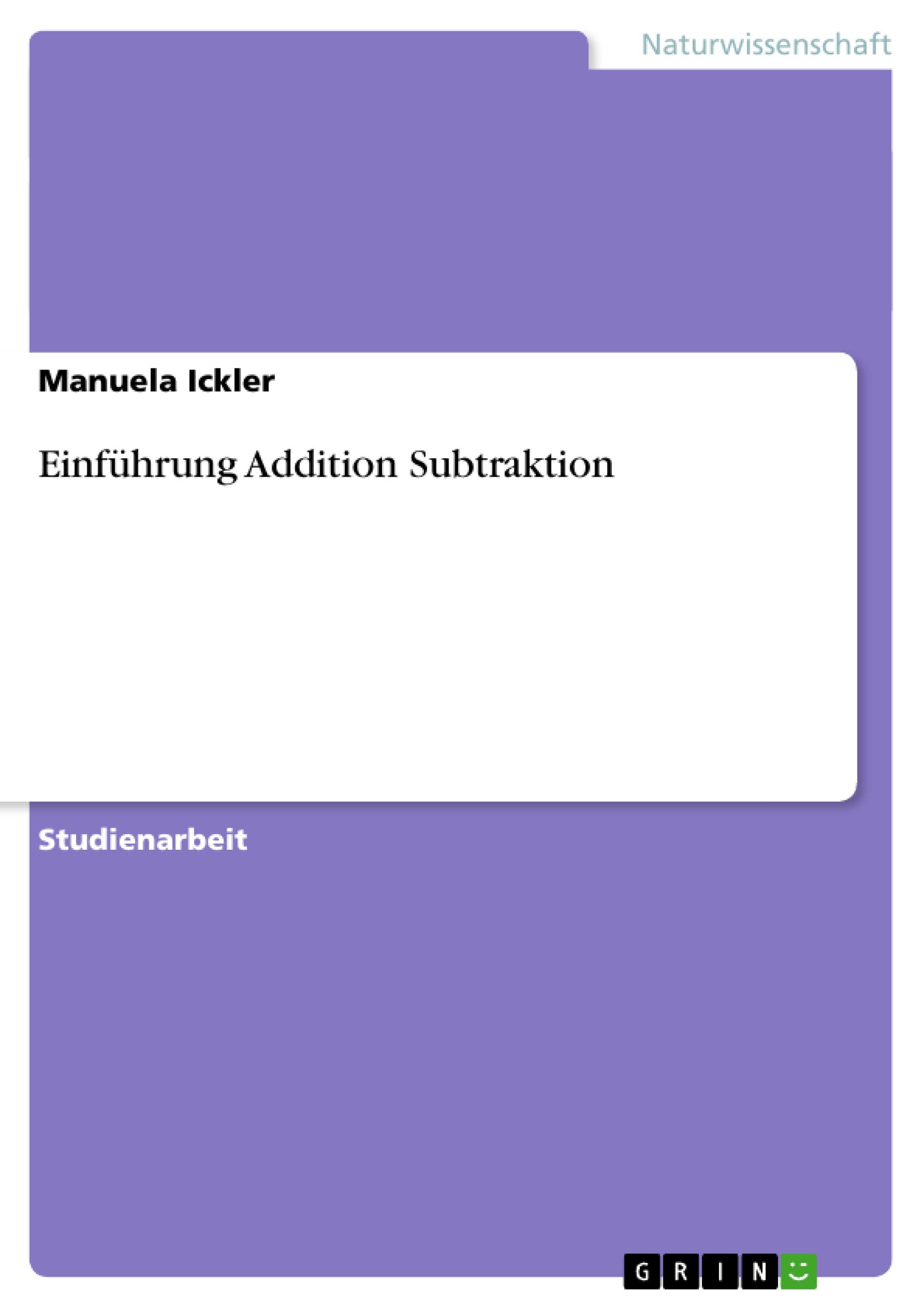 Vorderes Coverbild Einführung Addition Subtraktion