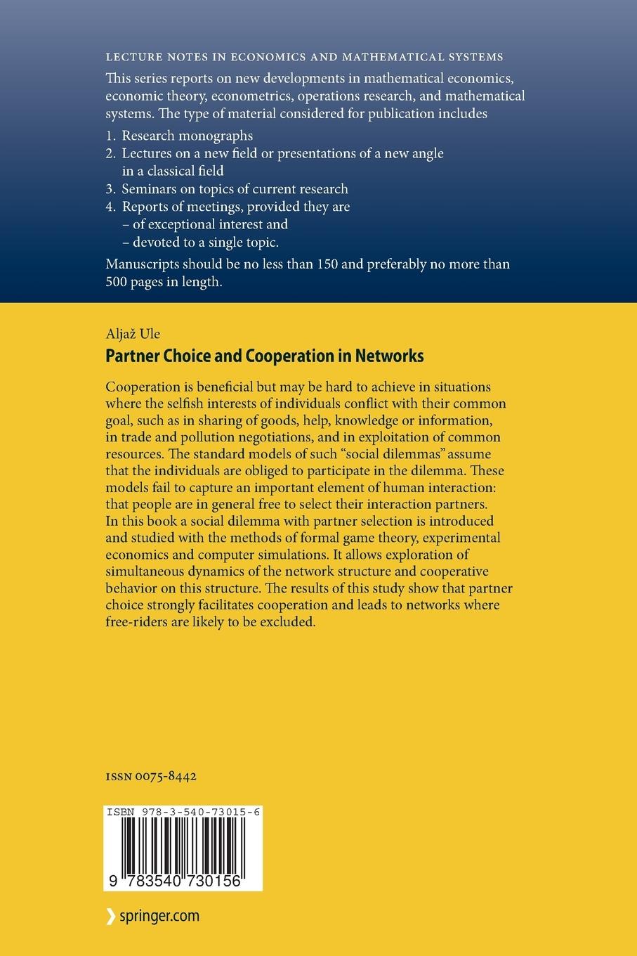 Rückseitencover Partner Choice and Cooperation in Networks