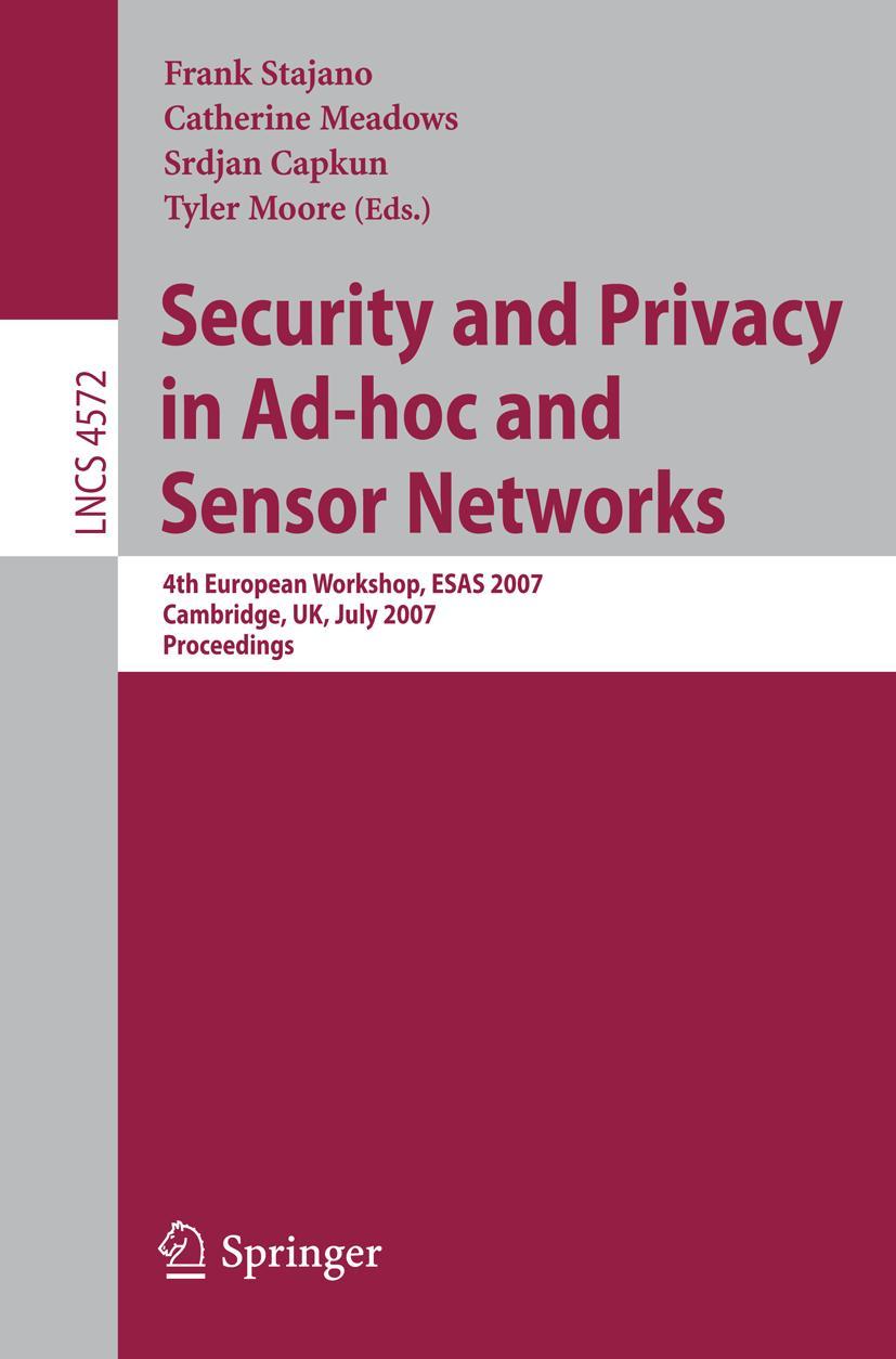 Vorderes Coverbild Security and Privacy in Ad-hoc and Sensor Networks