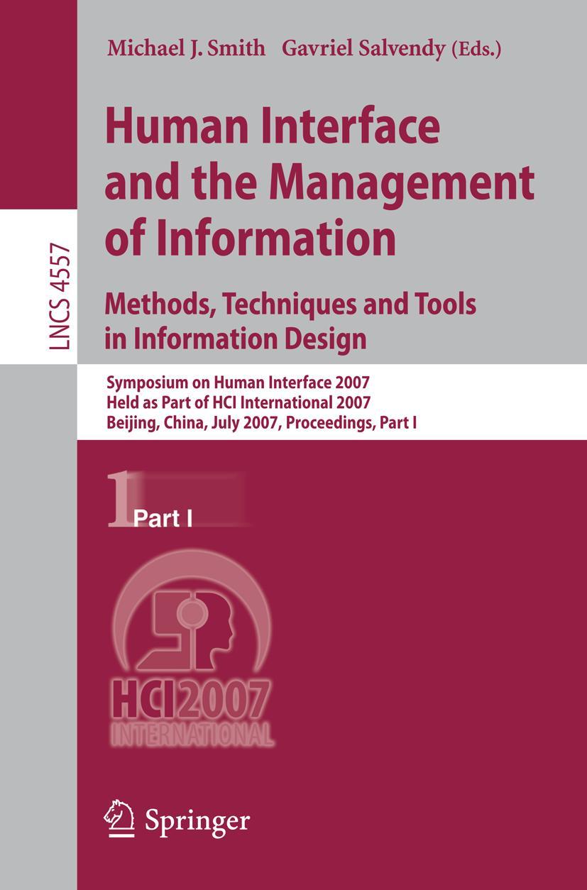 Vorderes Coverbild Human Interface and the Management of Information. Methods, Techniques and Tools in Information Design