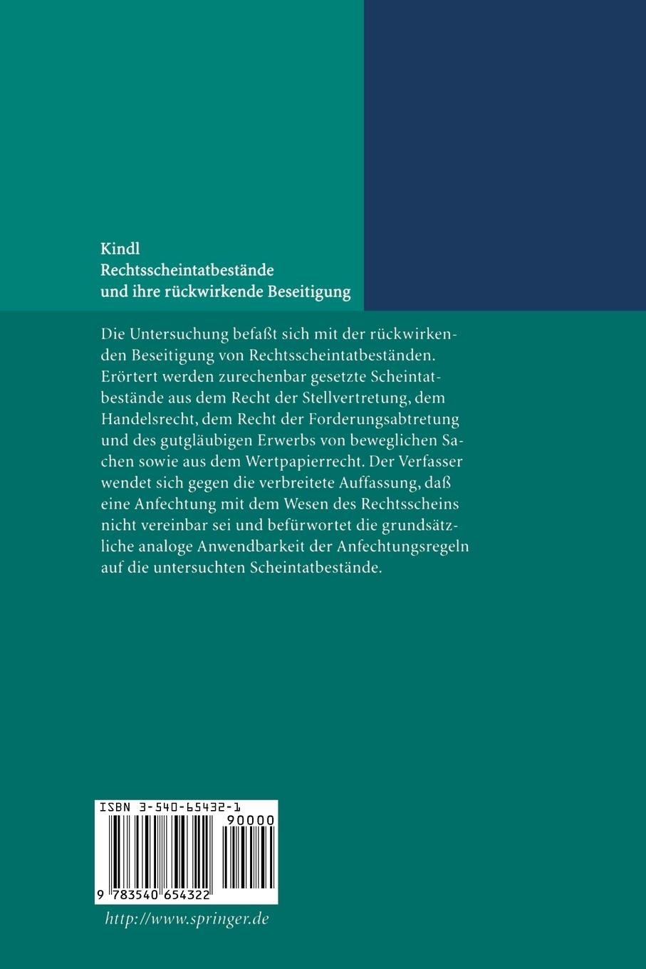 Rückseitencover Rechtsscheintatbestände und ihre rückwirkende Beseitigung
