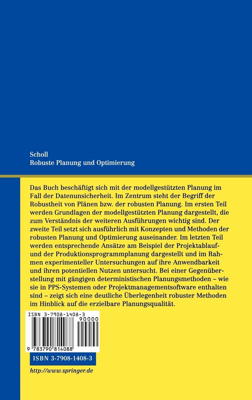 Rückseitencover Robuste Planung und Optimierung
