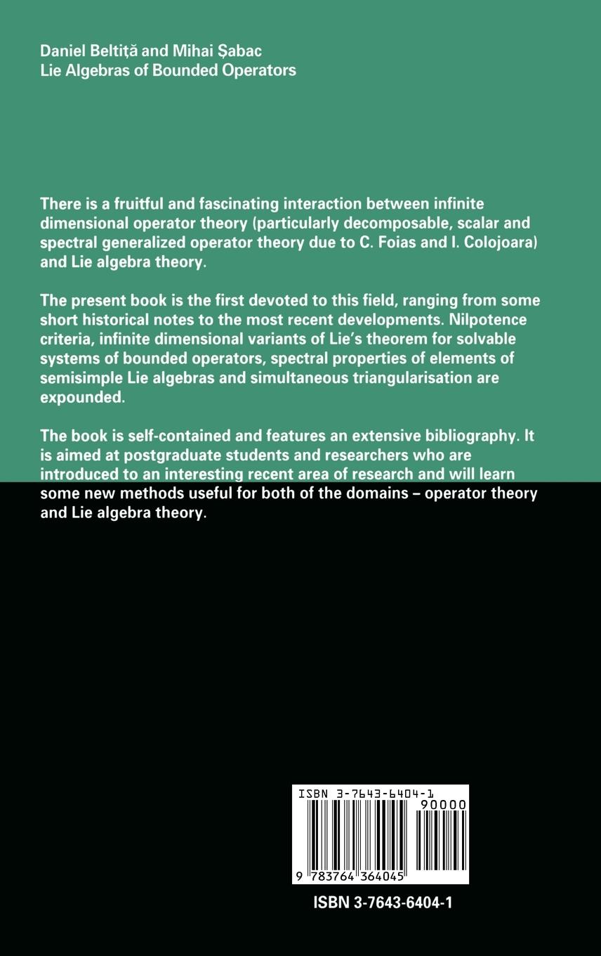 Rückseitencover Lie Algebras of Bounded Operators