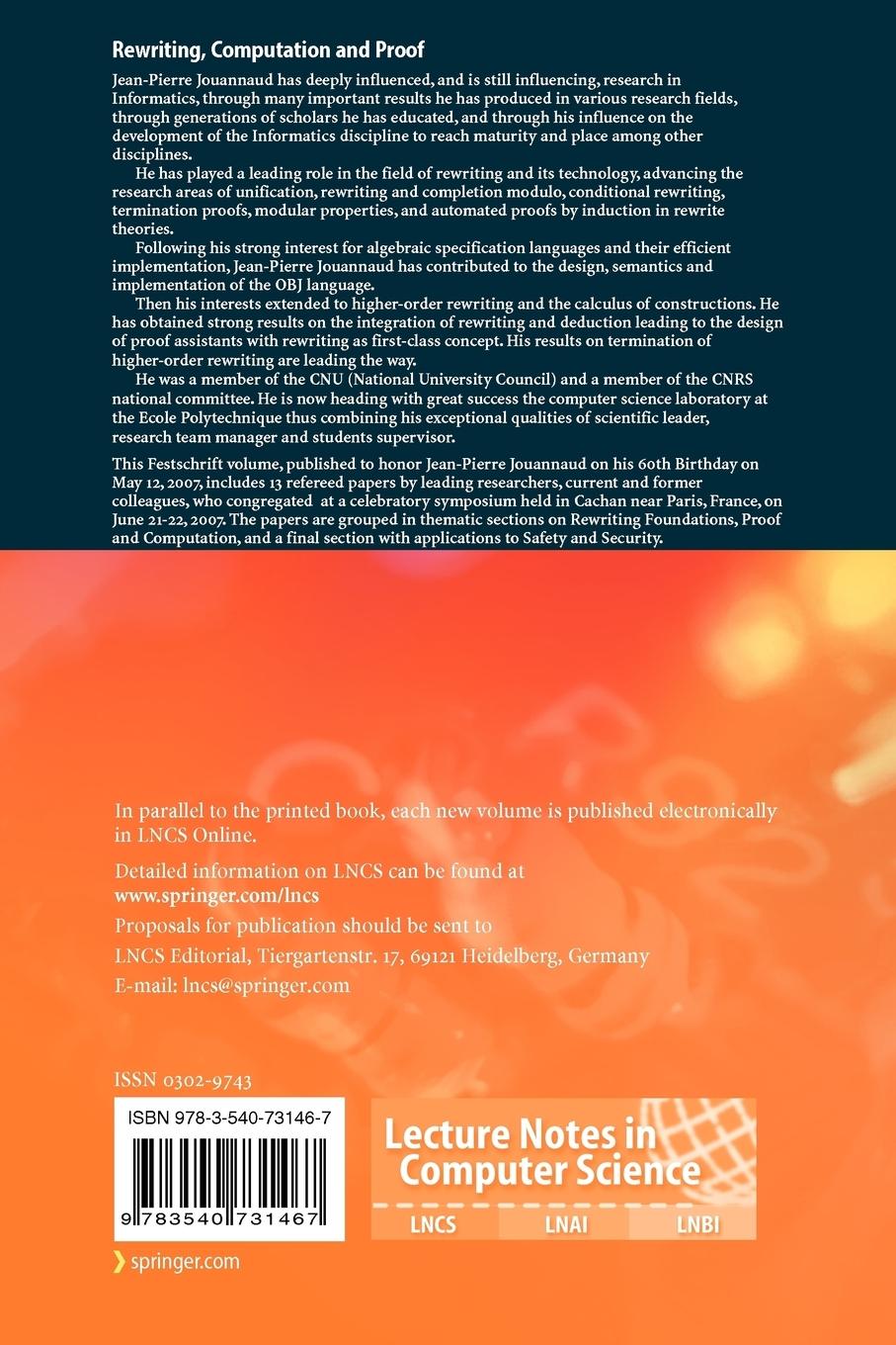 Rückseitencover Rewriting, Computation and Proof