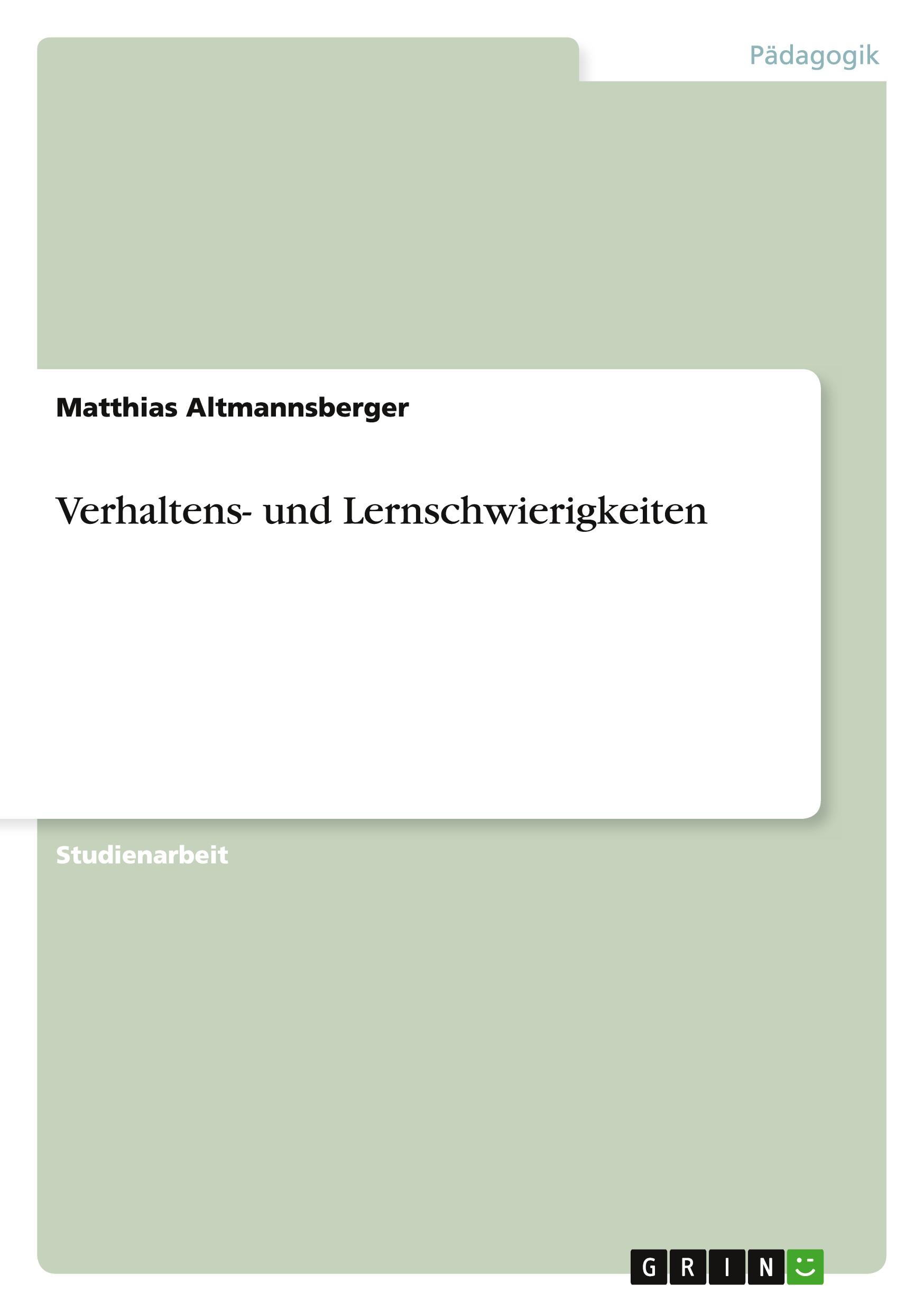 Vorderes Coverbild Verhaltens- und Lernschwierigkeiten