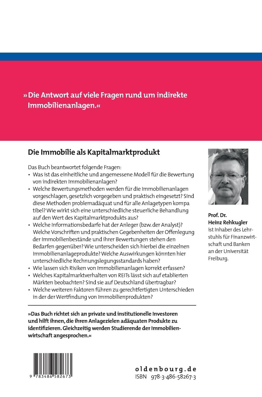 Rückseitencover Die Immobilie als Kapitalmarktprodukt