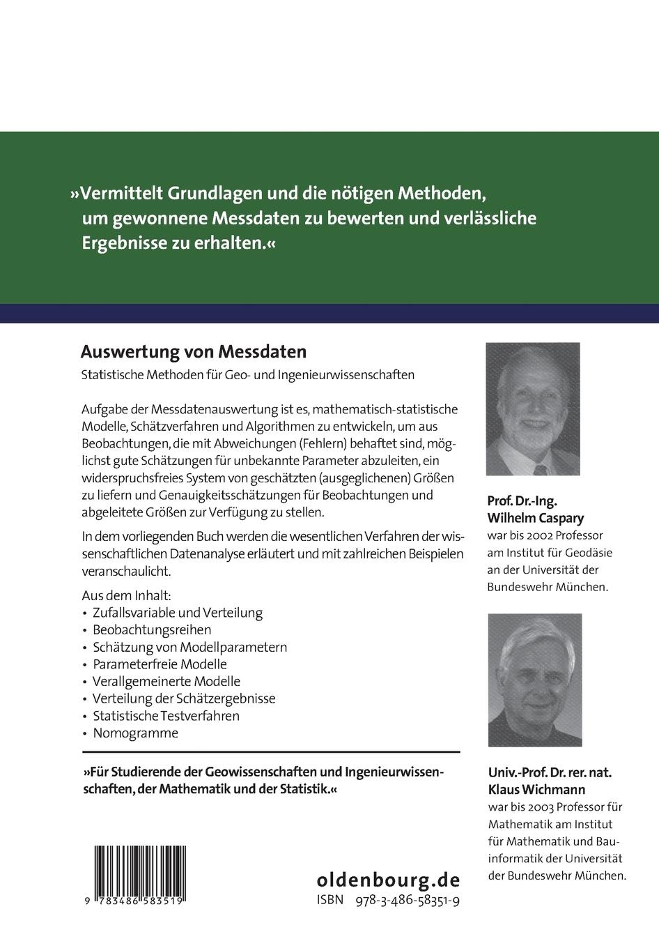 Rückseitencover Auswertung von Messdaten