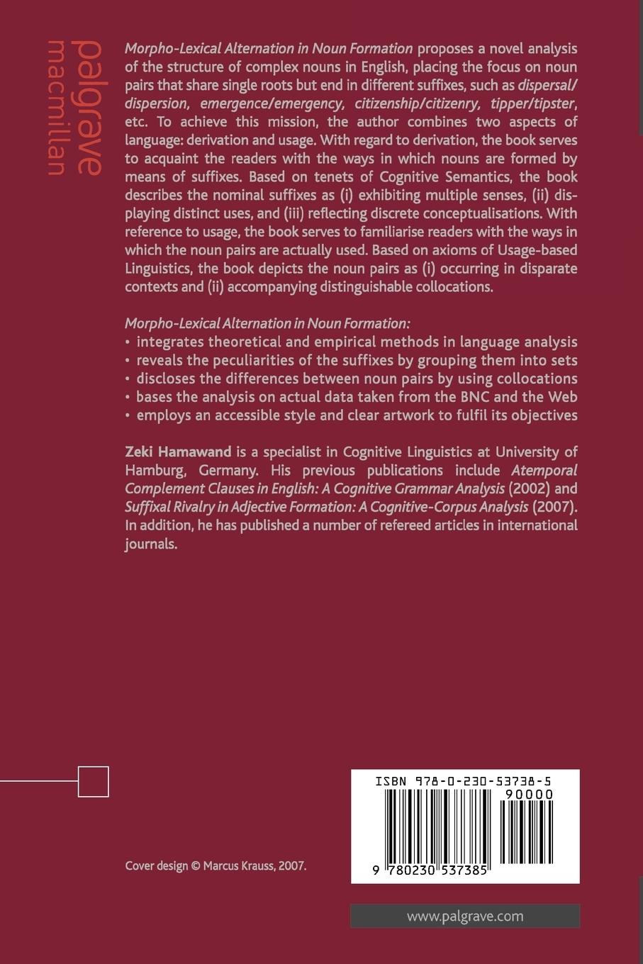 Rückseitencover Morpho-Lexical Alternation in Noun Formation