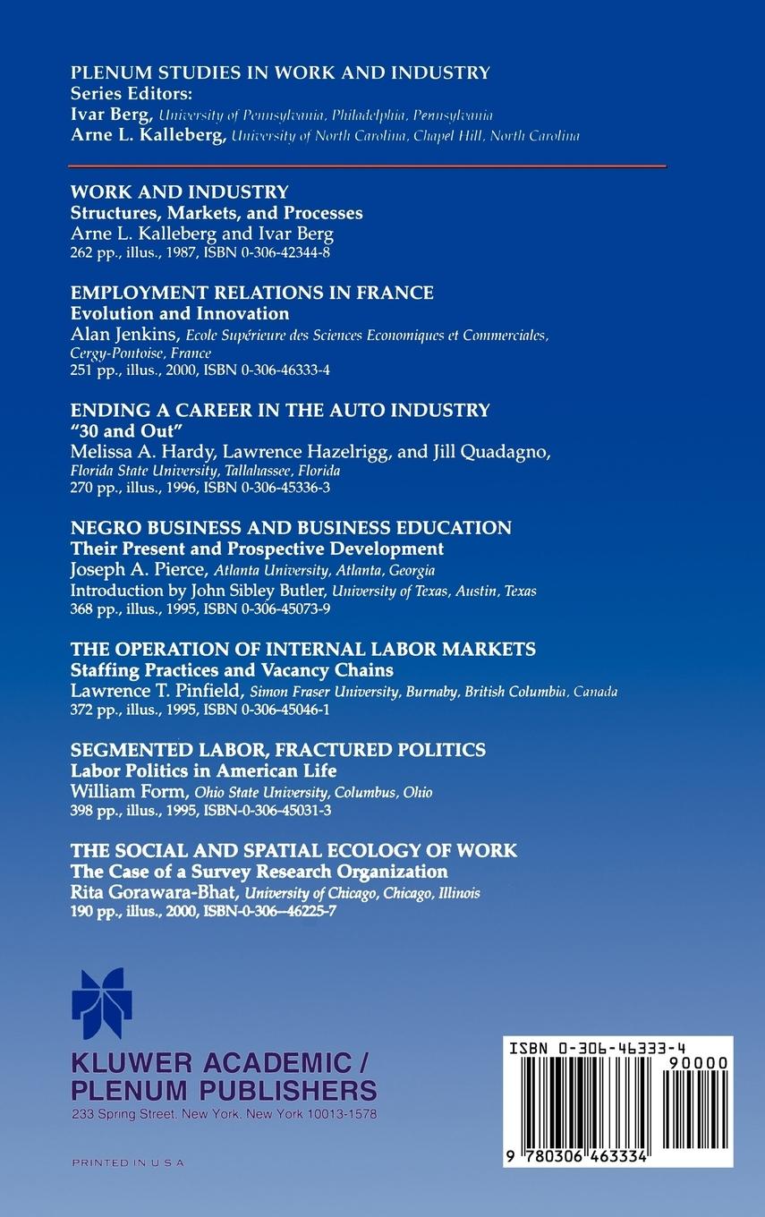 Rückseitencover Employment Relations in France