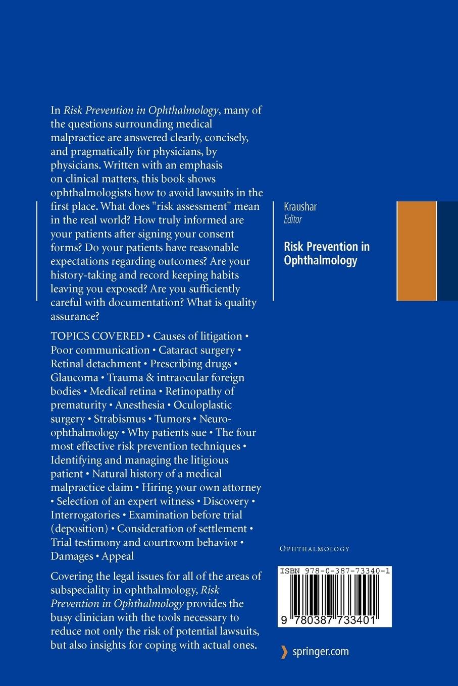 Rückseitencover Risk Prevention in Ophthalmology