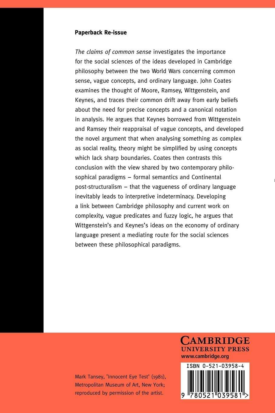 Rückseitencover The Claims of Common Sense