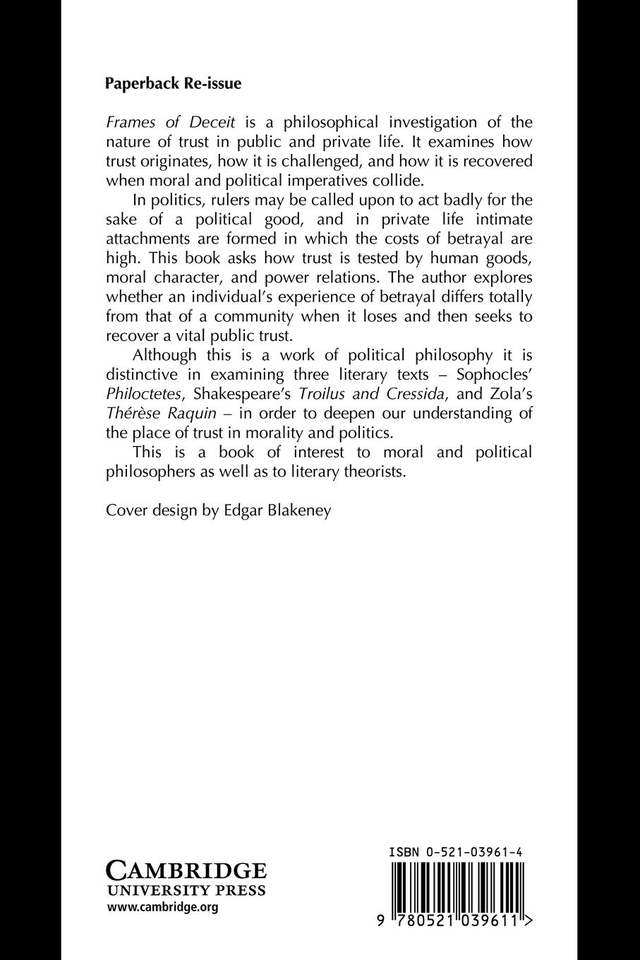 Rückseitencover Frames of Deceit