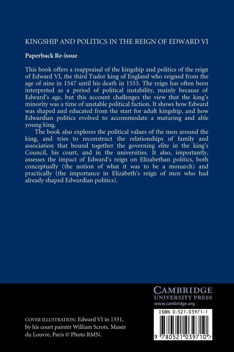 Rückseitencover Kingship and Politics in the Reign of Edward VI