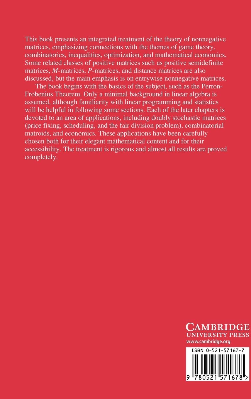 Rückseitencover Nonnegative Matrices and Applications