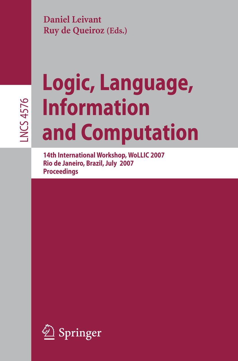 Vorderes Coverbild Logic, Language, Information and Computation