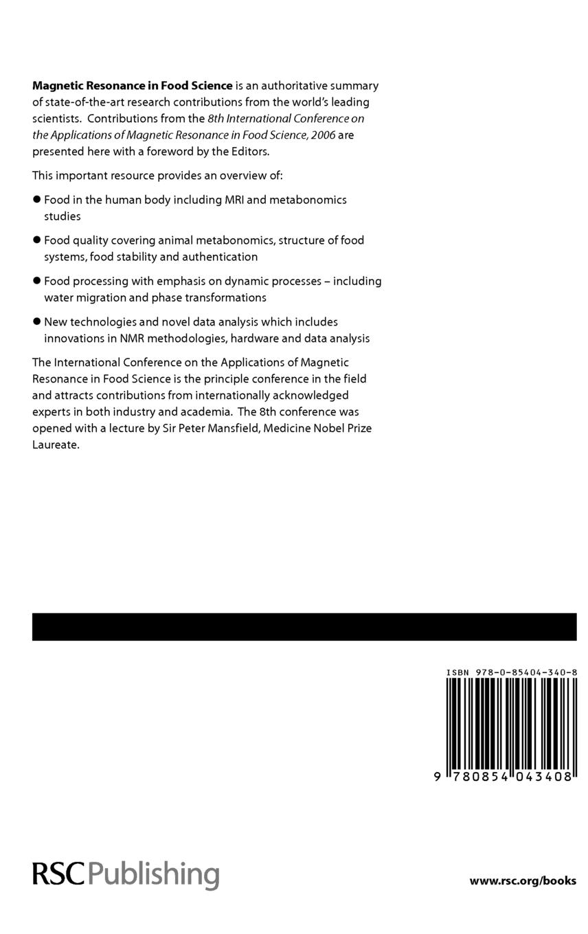 Rückseitencover Magnetic Resonance in Food Science