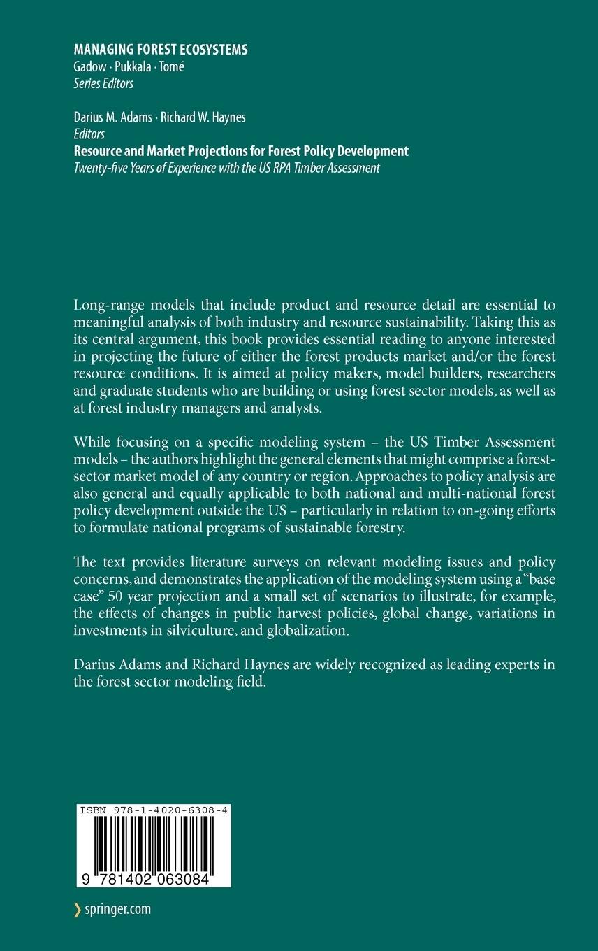 Rückseitencover Resource and Market Projections for Forest Policy Development