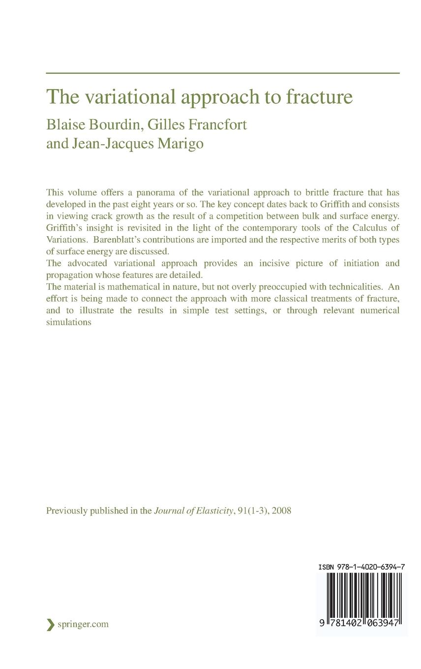 Rückseitencover The Variational Approach to Fracture