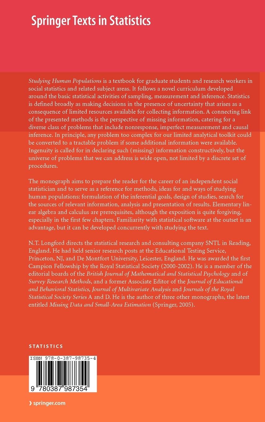 Rückseitencover Studying Human Populations